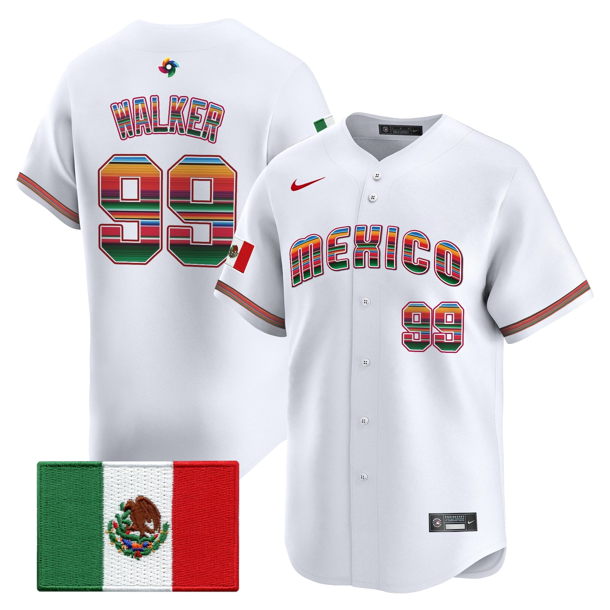 Men's Team Mexico World Baseball Classic "Serape Edition" Vapor Premier Jersey - 2026 Roster - All Stitched