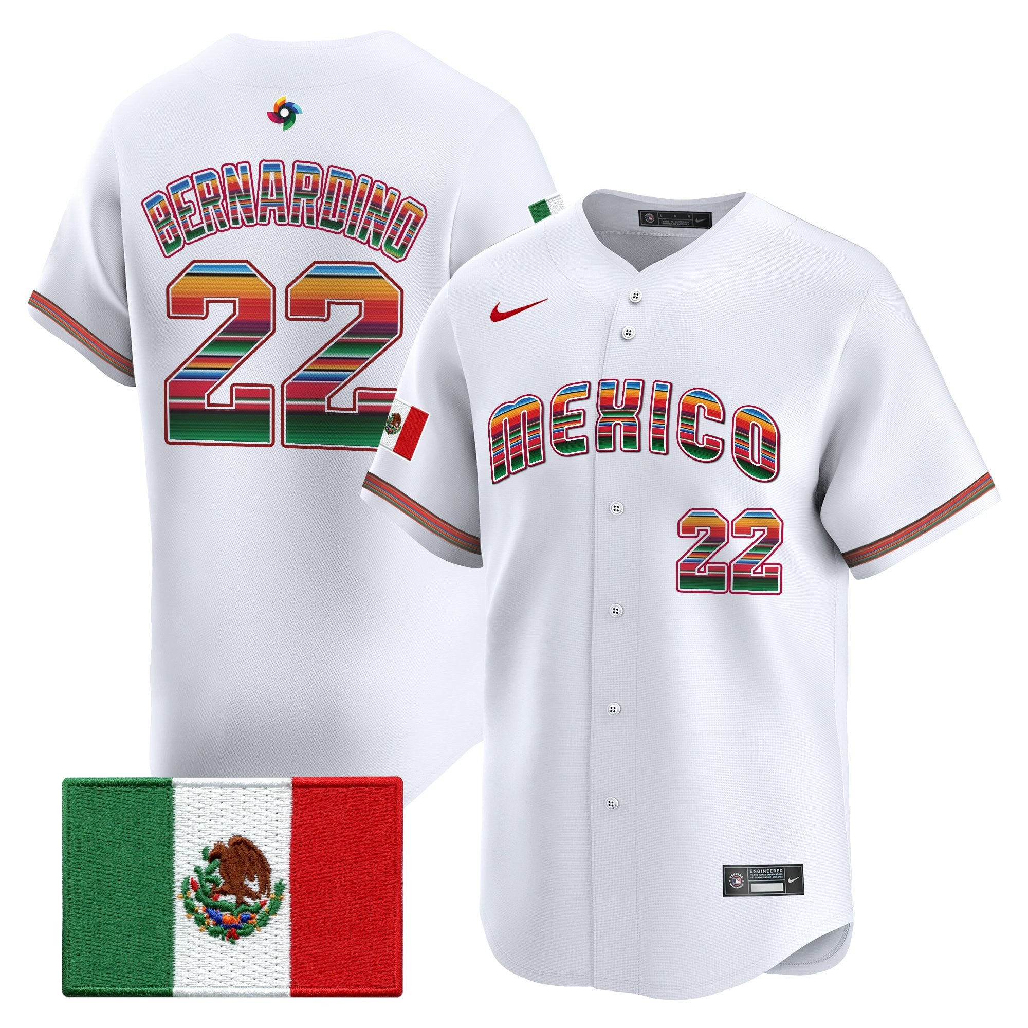 Men's Team Mexico World Baseball Classic "Serape Edition" Vapor Premier Jersey - 2026 Roster - All Stitched
