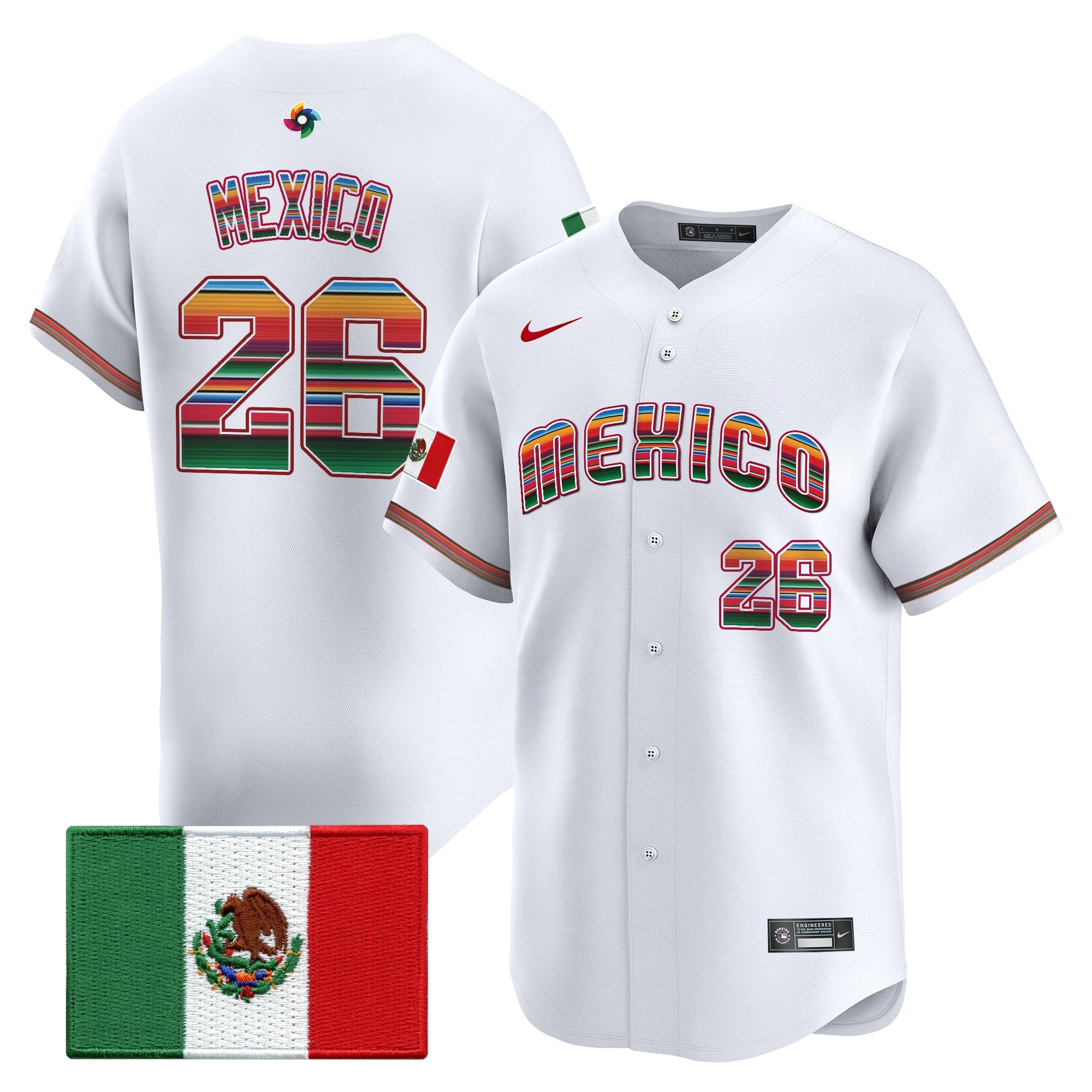 Men's Team Mexico World Baseball Classic "Serape Edition" Vapor Premier Jersey - 2026 Roster - All Stitched