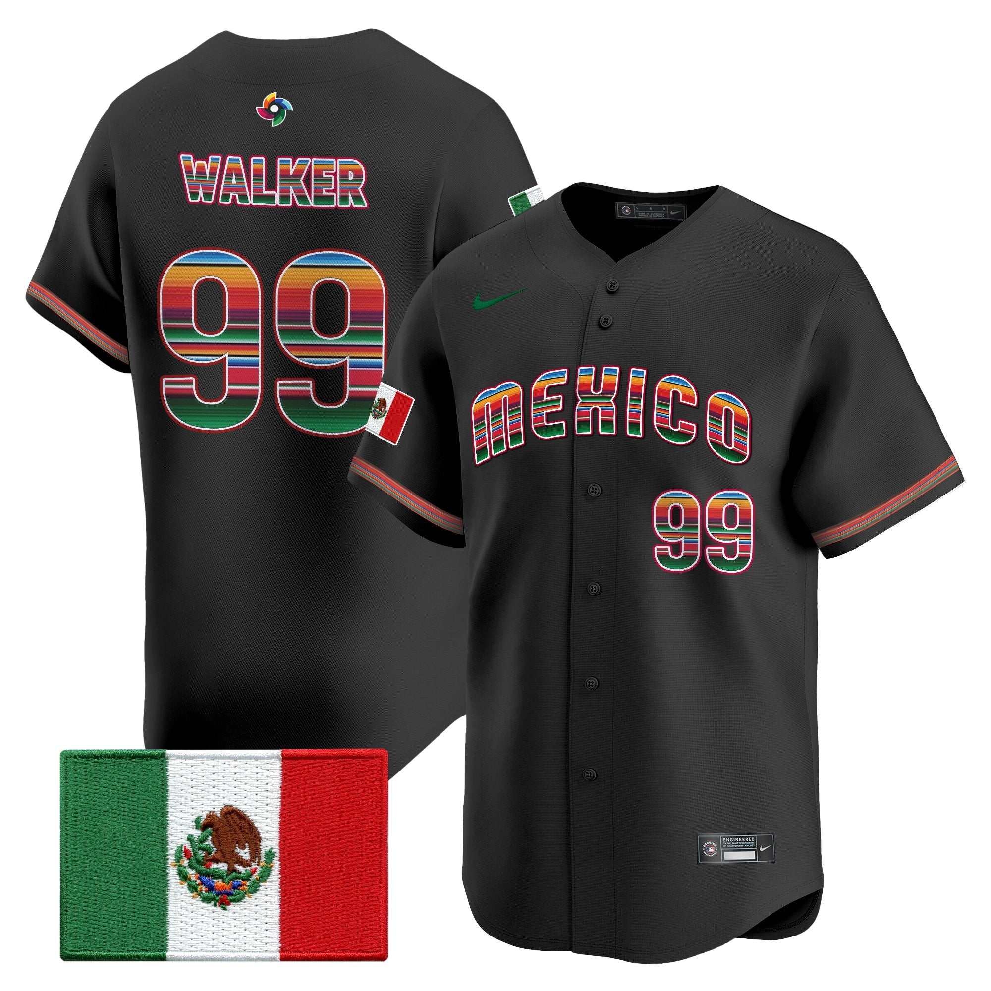 Men's Team Mexico World Baseball Classic "Serape Edition" Vapor Premier Jersey - 2026 Roster - All Stitched
