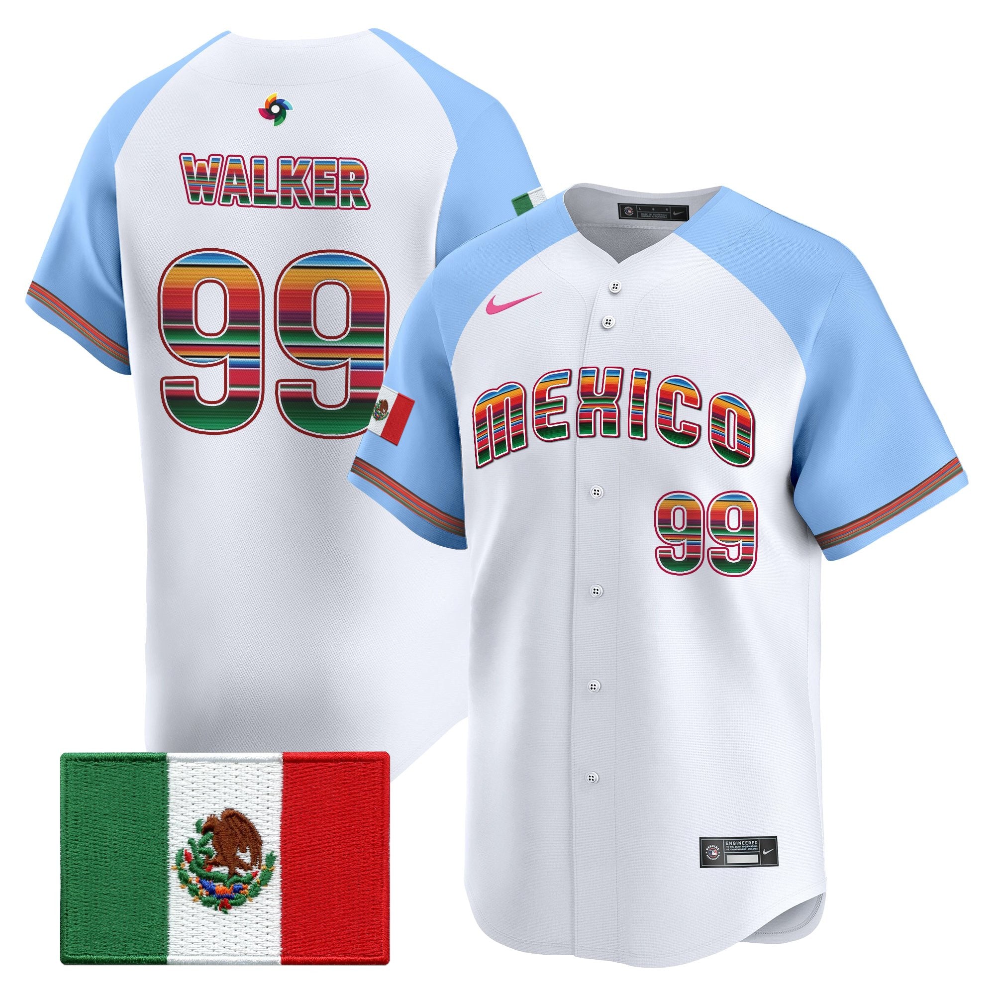 Men's Team Mexico World Baseball Classic "Serape Edition" Vapor Premier Jersey - 2026 Roster - All Stitched