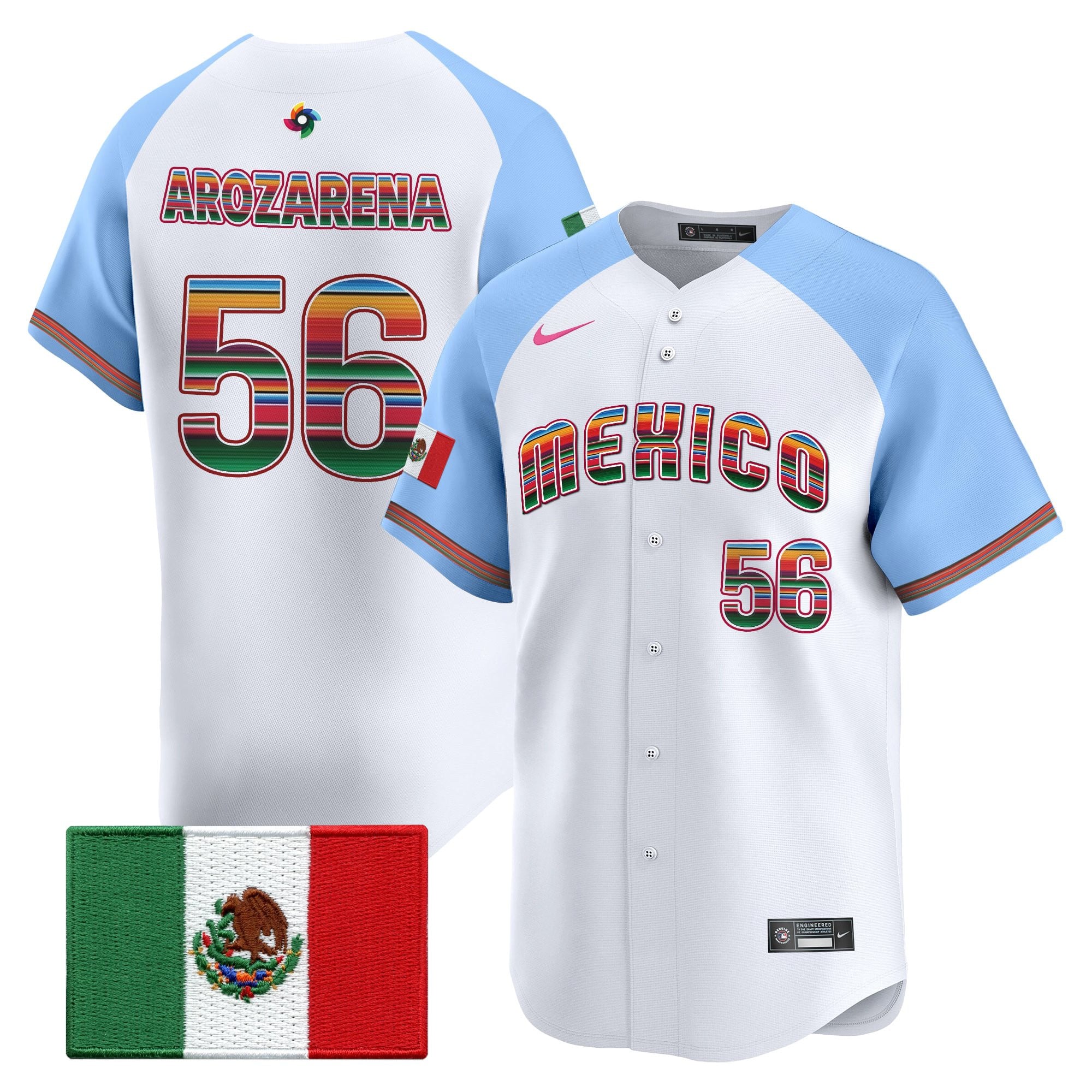 Men's Team Mexico World Baseball Classic "Serape Edition" Vapor Premier Jersey - 2026 Roster - All Stitched