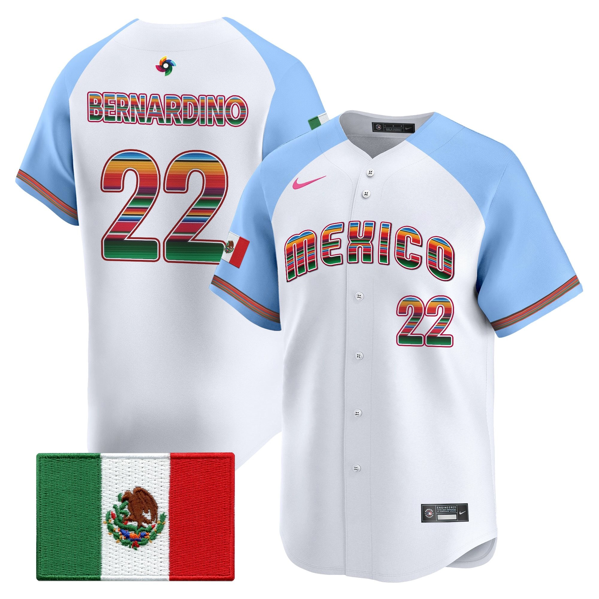 Men's Team Mexico World Baseball Classic "Serape Edition" Vapor Premier Jersey - 2026 Roster - All Stitched