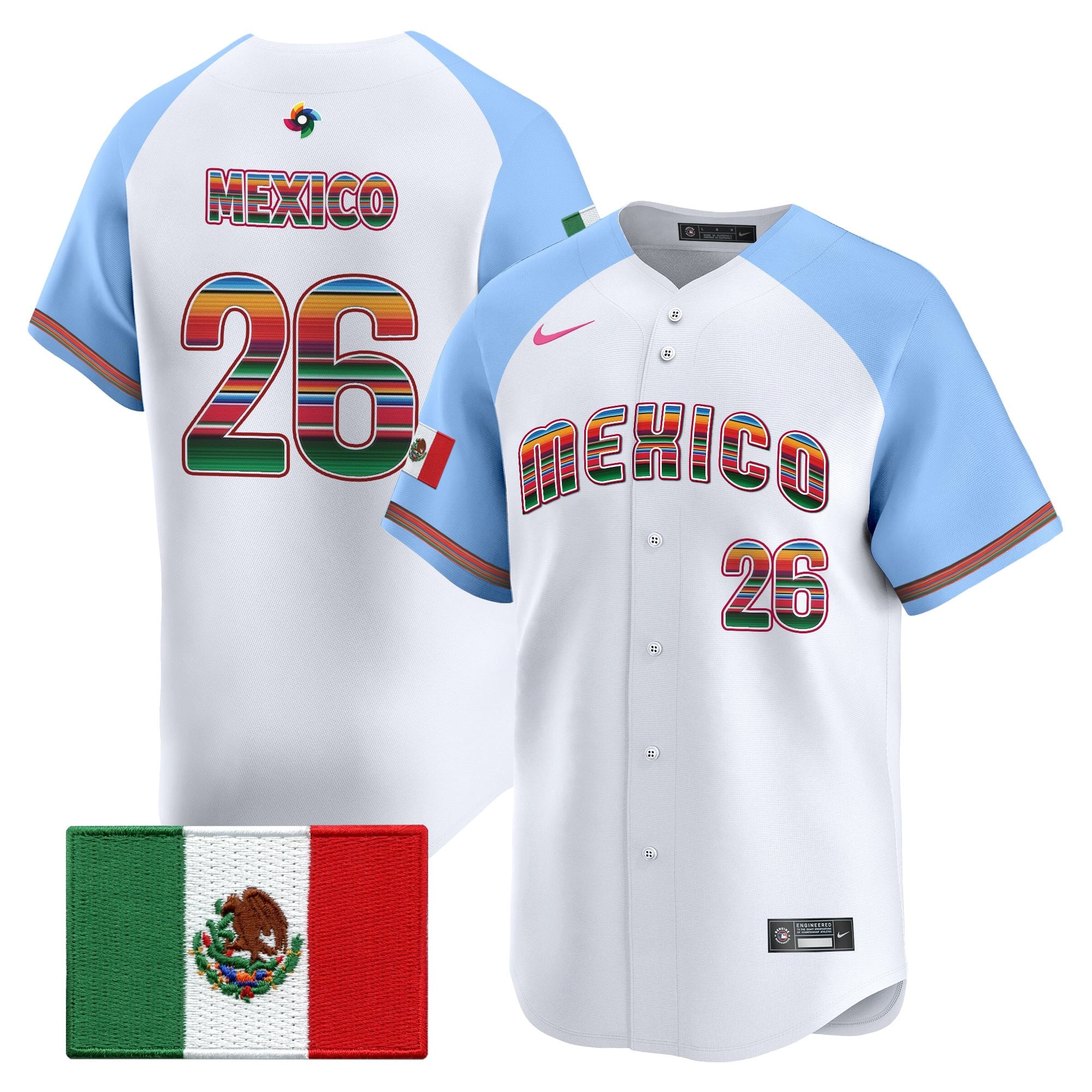 Men's Team Mexico World Baseball Classic "Serape Edition" Vapor Premier Jersey - 2026 Roster - All Stitched