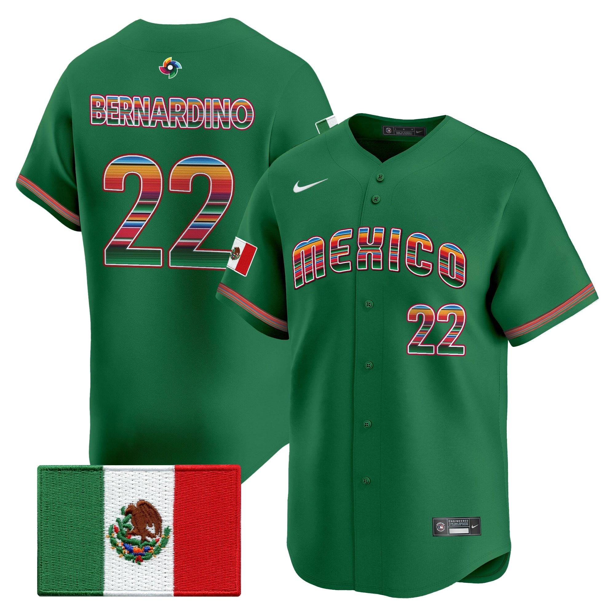 Men's Team Mexico World Baseball Classic "Serape Edition" Vapor Premier Jersey - 2026 Roster - All Stitched