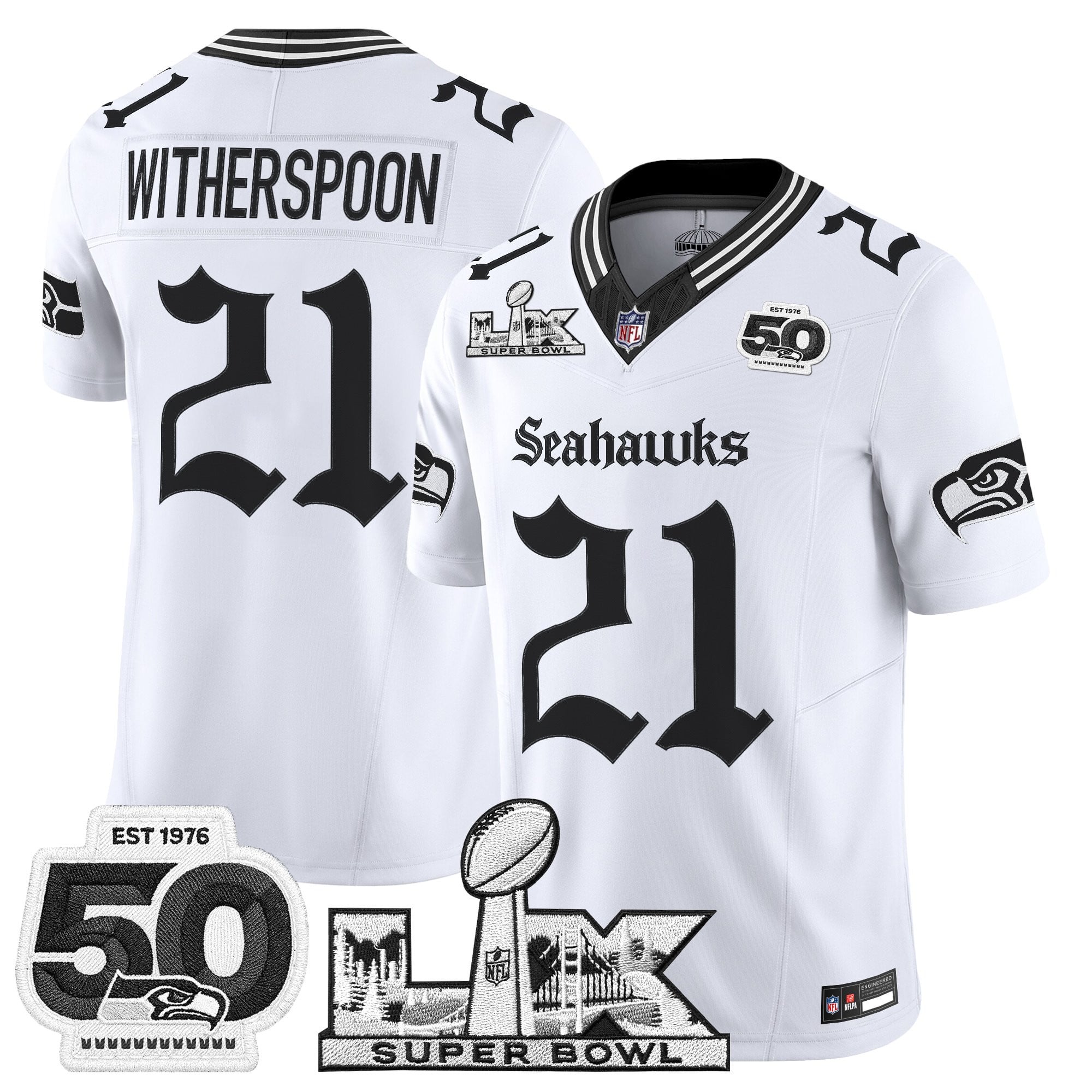 Men's Seattle Seahawks "Super Bowl LX & 50th Patch" Vapor Limited Jersey - Gothic Edition - All Stitched