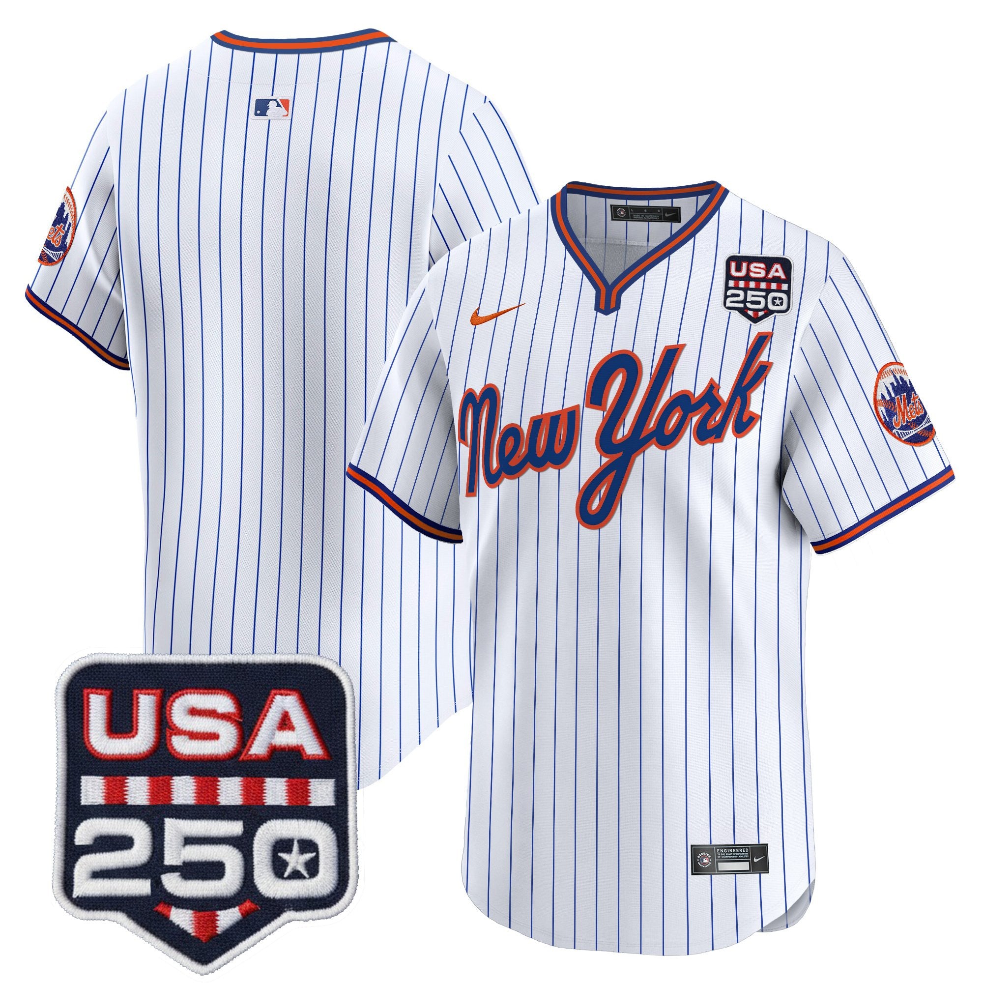 Men's New York Mets Road Alternate & 250America Patch Vapor Limited Jersey - All Stitched
