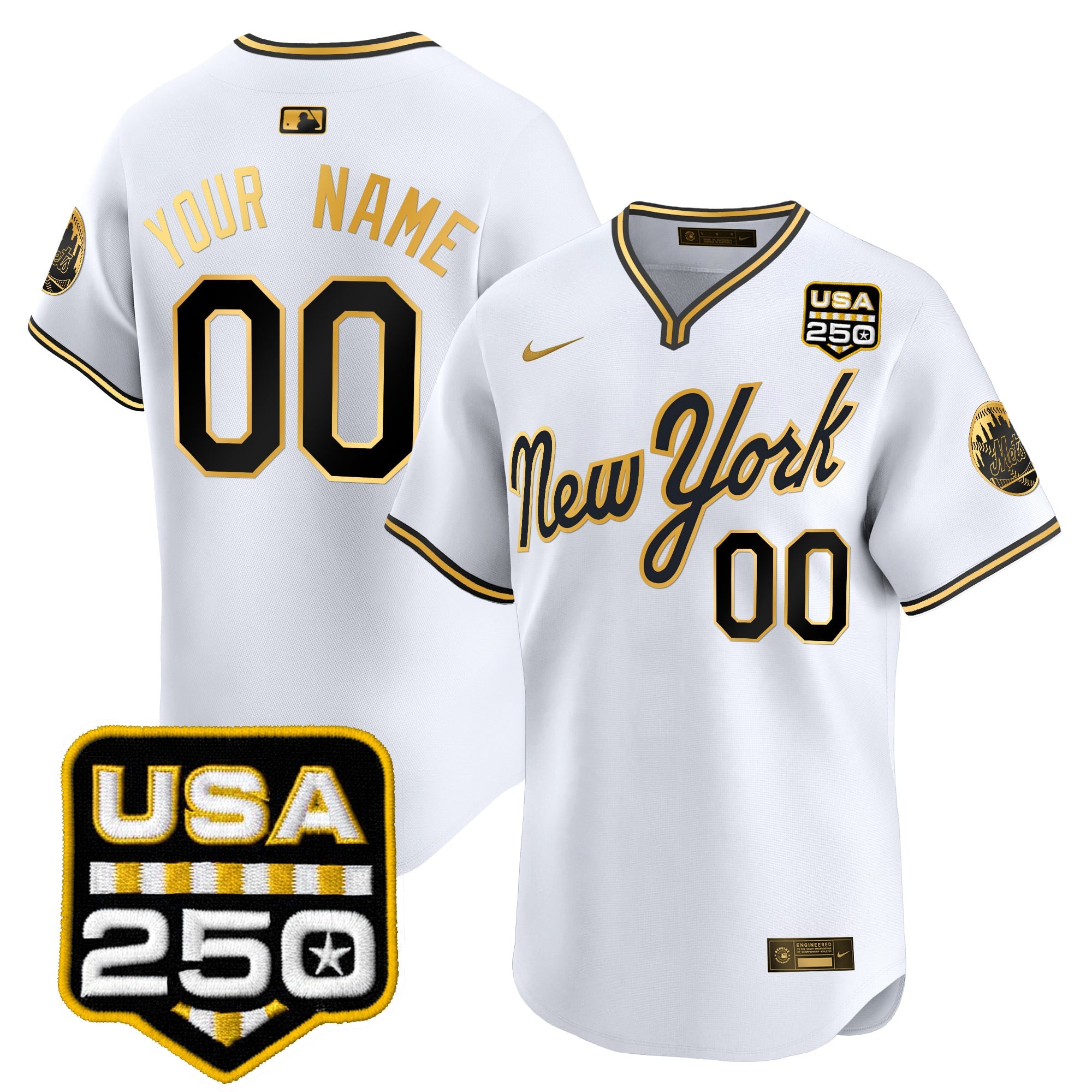 New York Mets Road Alternate & 250America Patch Vapor Limited Custom Jersey - All Stitched