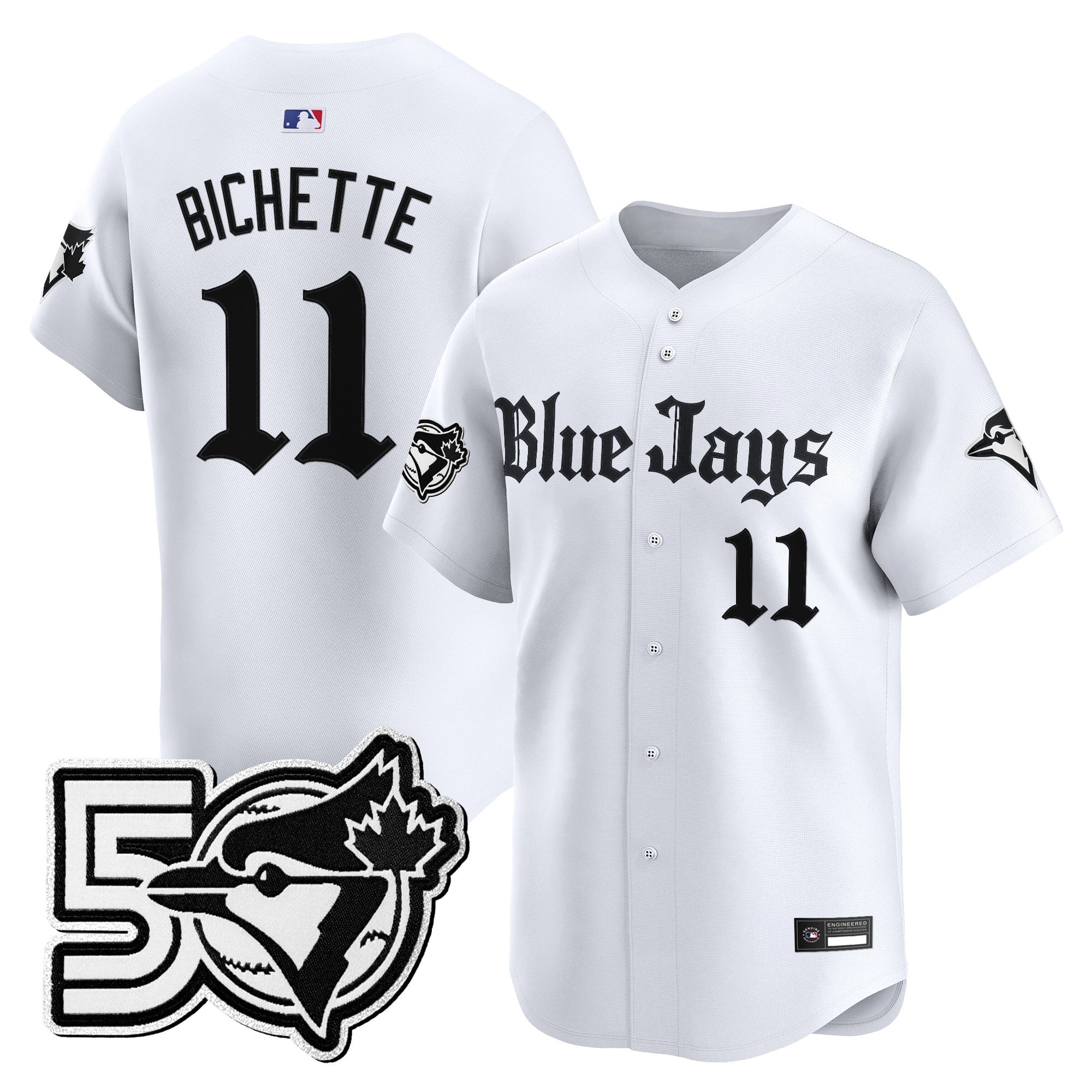 Men's Toronto Blue Jays 50 Seasons Patch Vapor Premier Limited Jersey - Gothic North Edition - All Stitched
