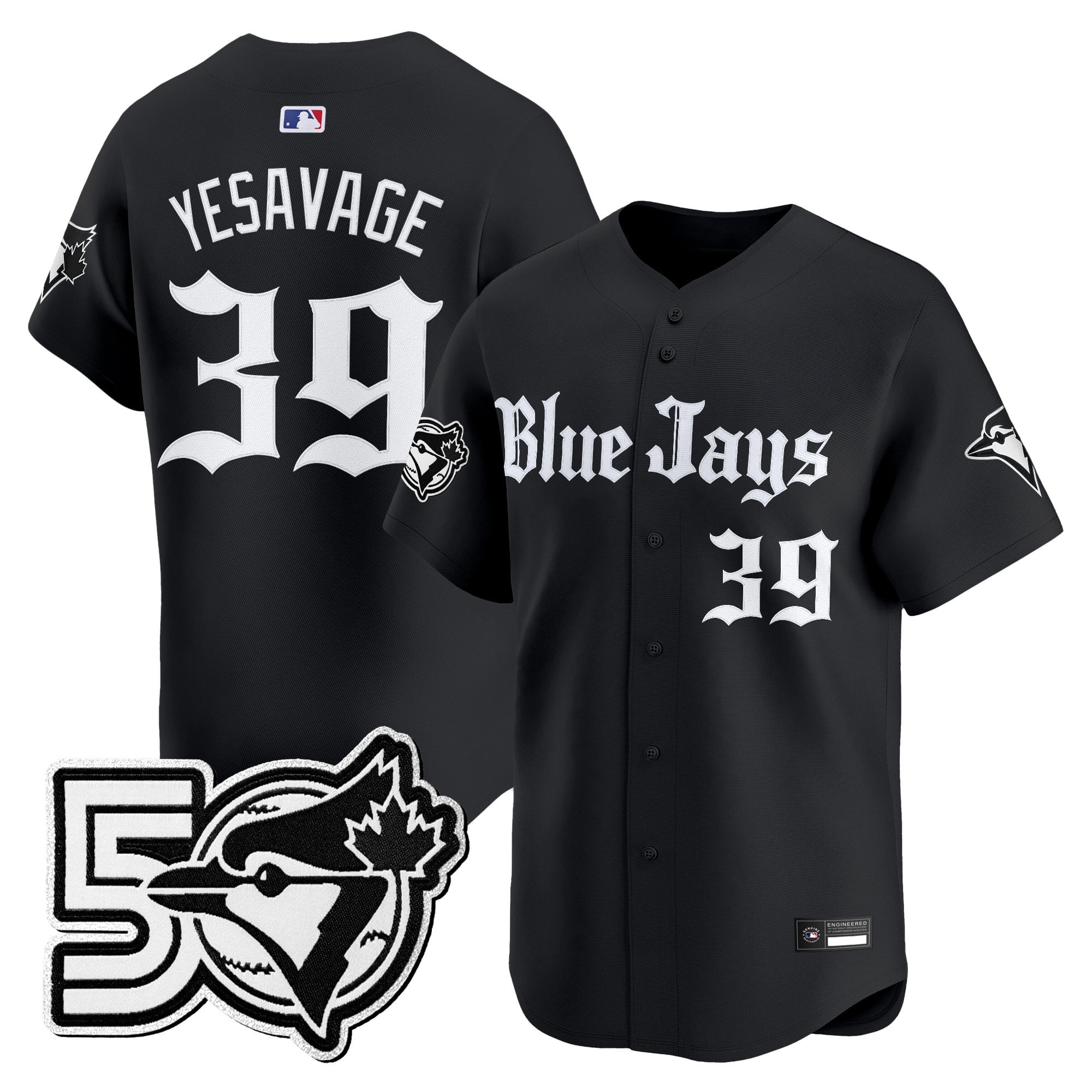 Men's Toronto Blue Jays 50 Seasons Patch Vapor Premier Limited Jersey - Gothic North Edition - All Stitched