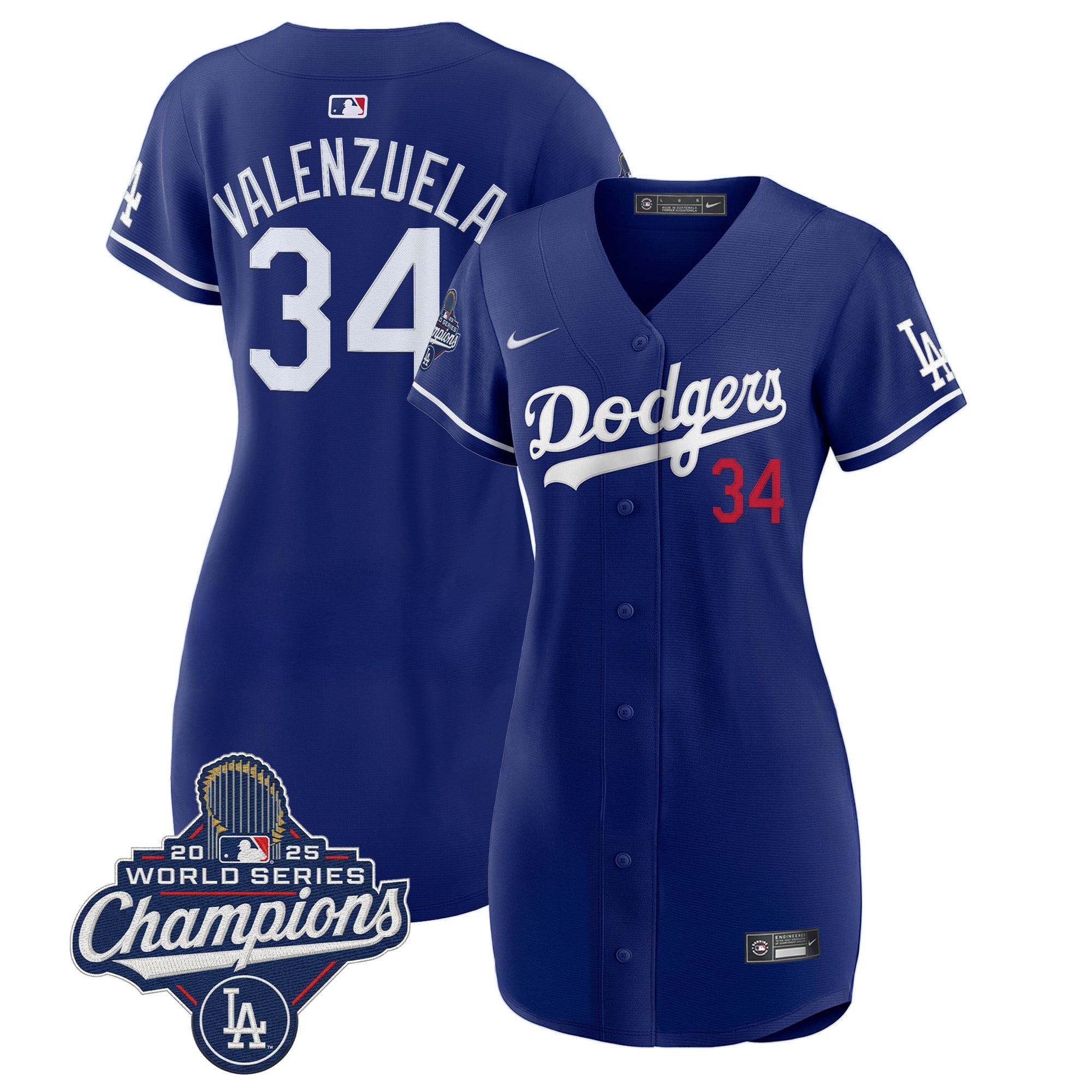 Women's Dodgers 2025 World Series Champions Patch Baseball Dress - All Stitched