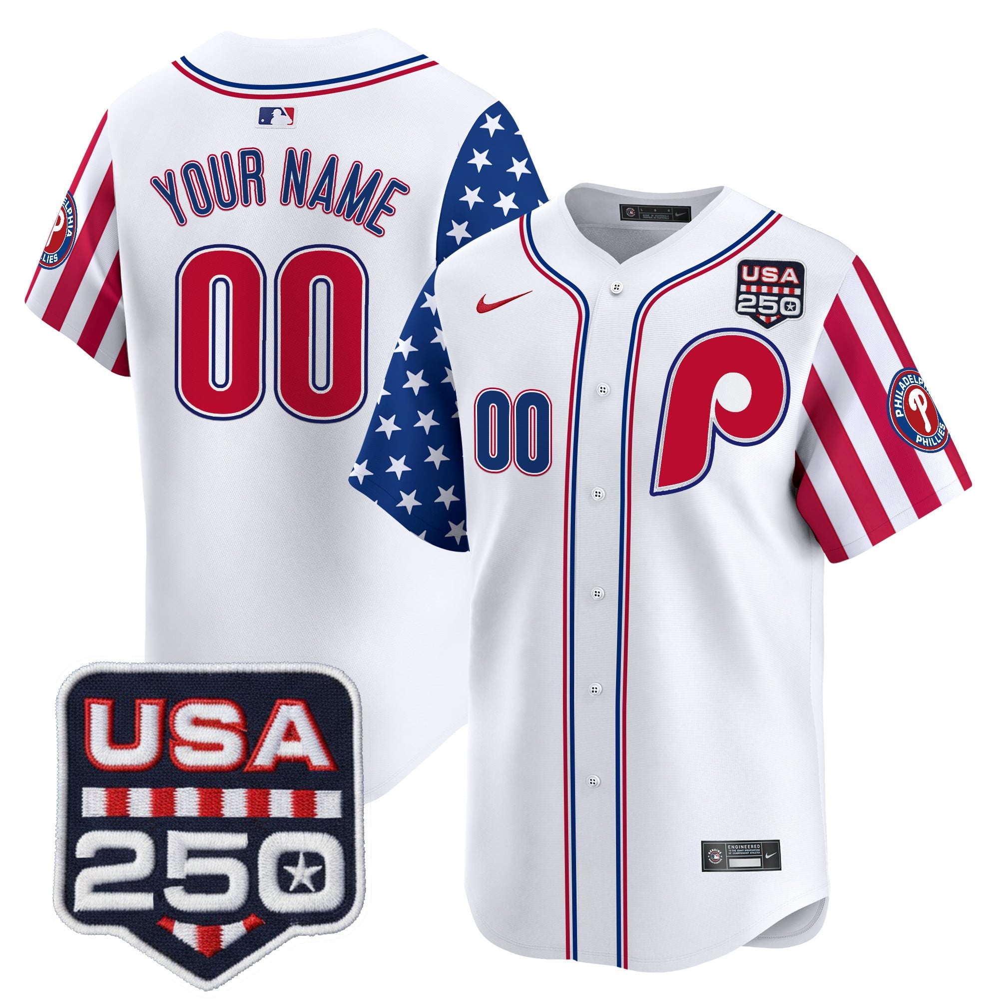 Philadelphia Phillies America250 Edition Vapor Premier Limited Custom Jersey - All Stitched