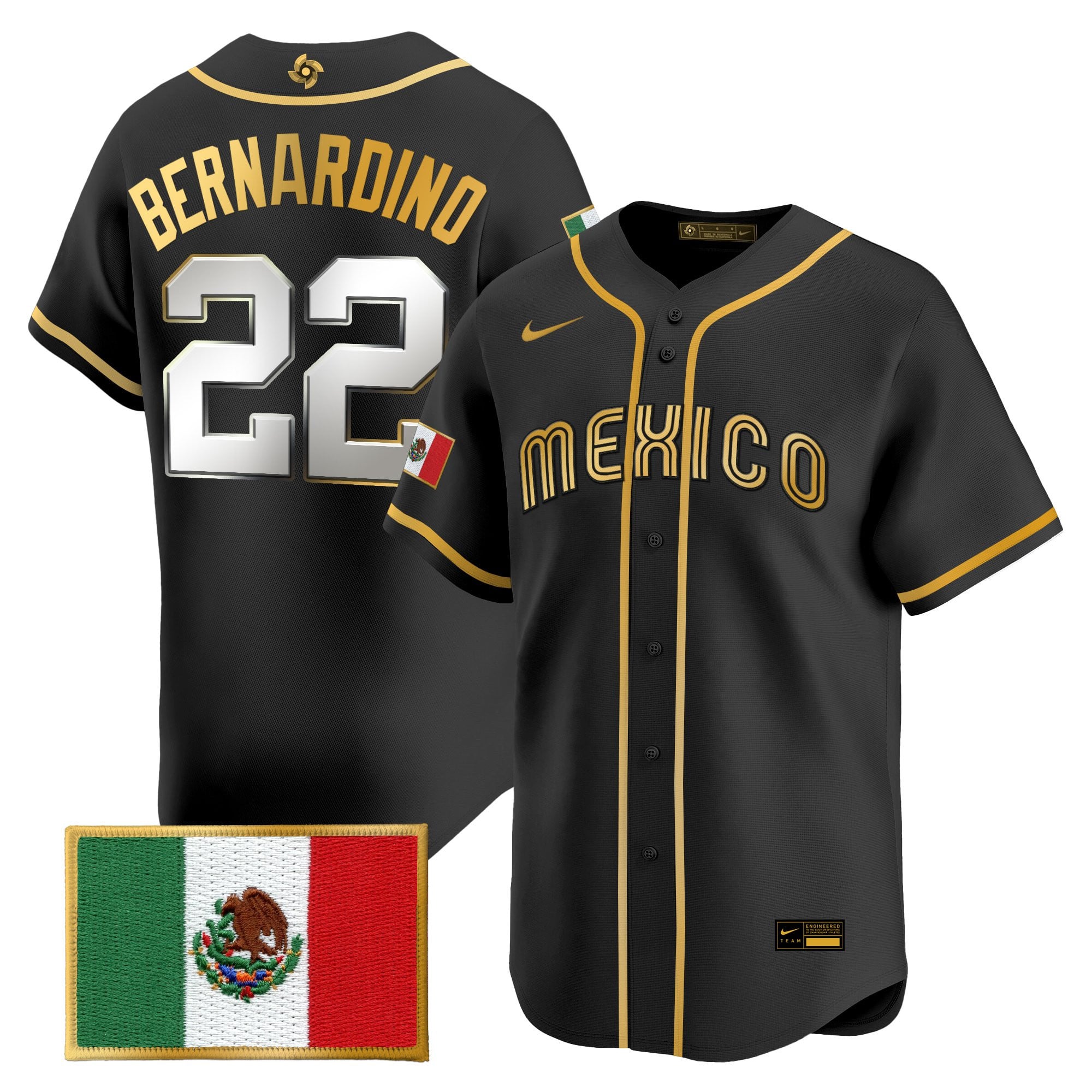 Men's Team Mexico World Baseball Classic Gold Vapor Premier Jersey - All Stitched