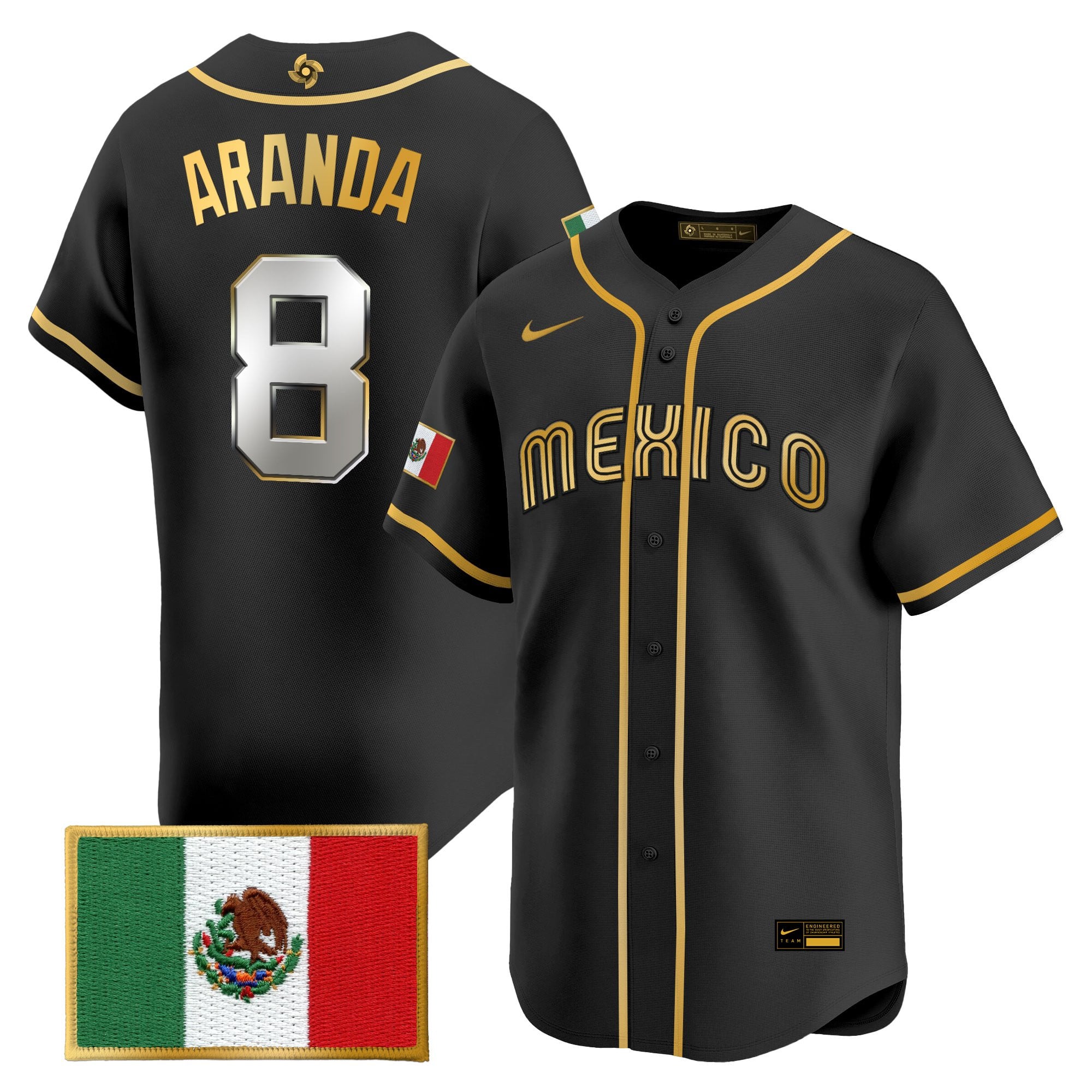 Men's Team Mexico World Baseball Classic Gold Vapor Premier Jersey - All Stitched