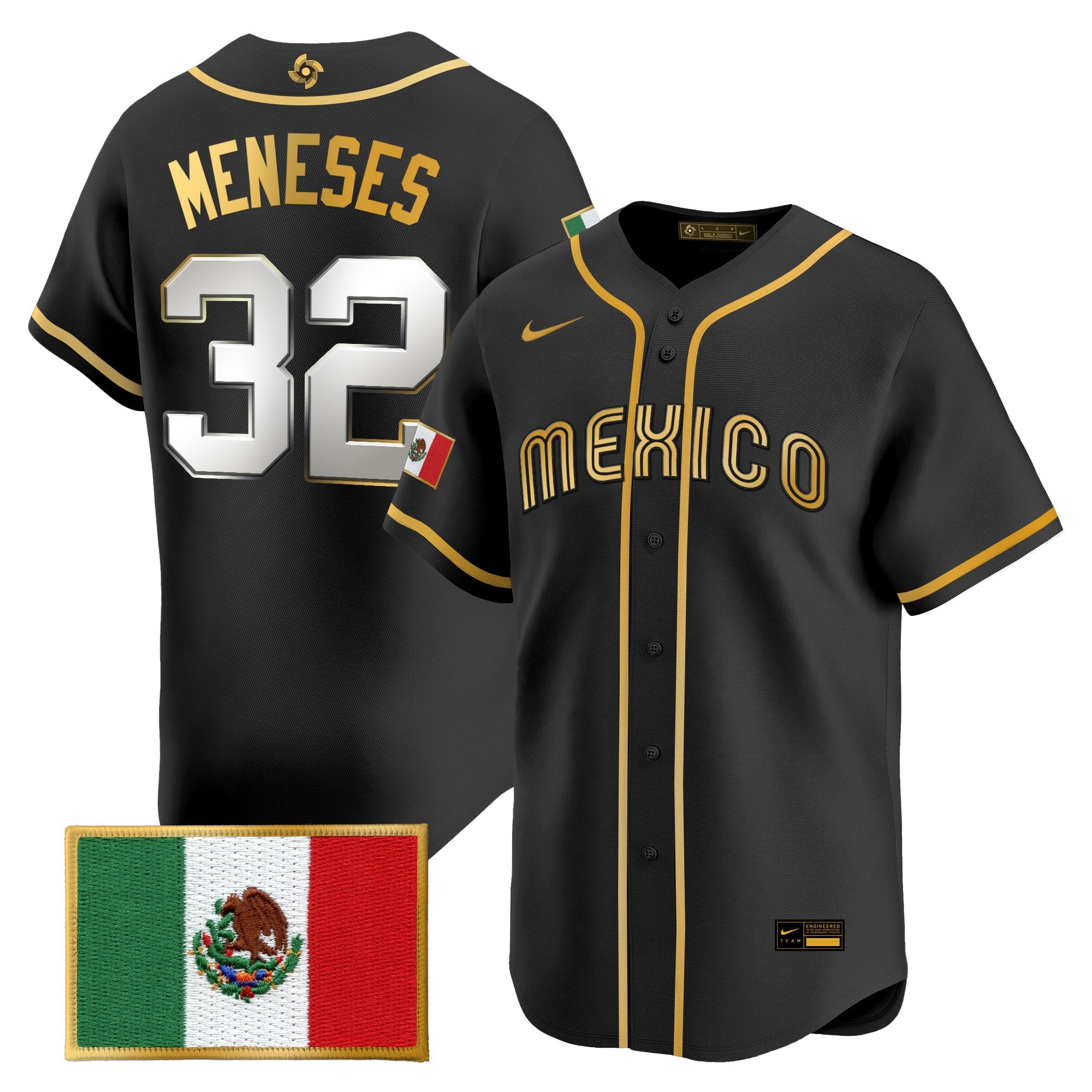Men's Team Mexico World Baseball Classic Gold Vapor Premier Jersey - All Stitched