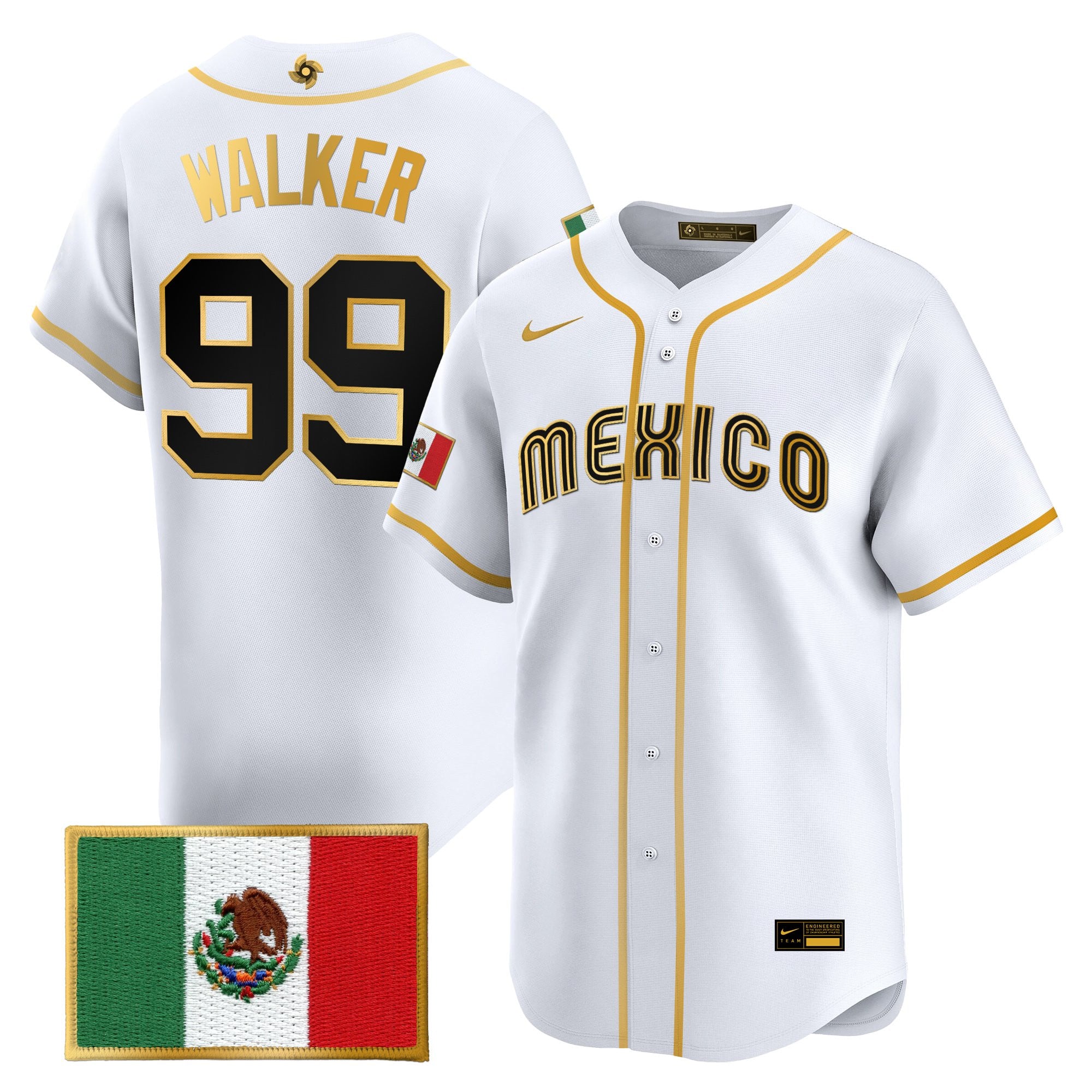 Men's Team Mexico World Baseball Classic Gold Vapor Premier Jersey - All Stitched