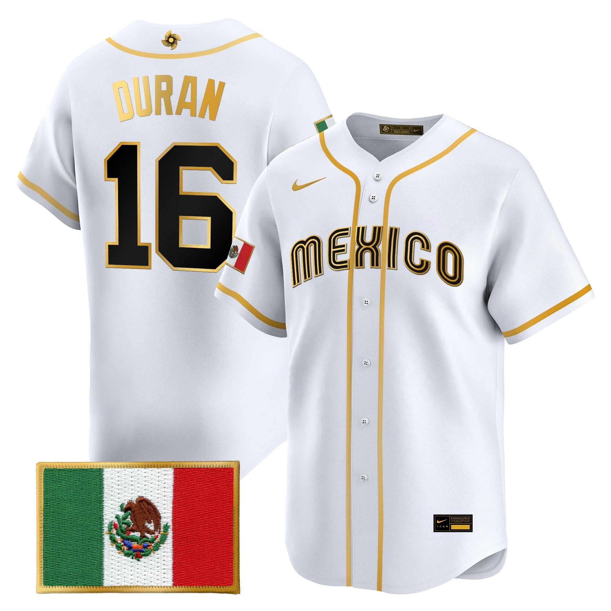 Men's Team Mexico World Baseball Classic Gold Vapor Premier Jersey - All Stitched
