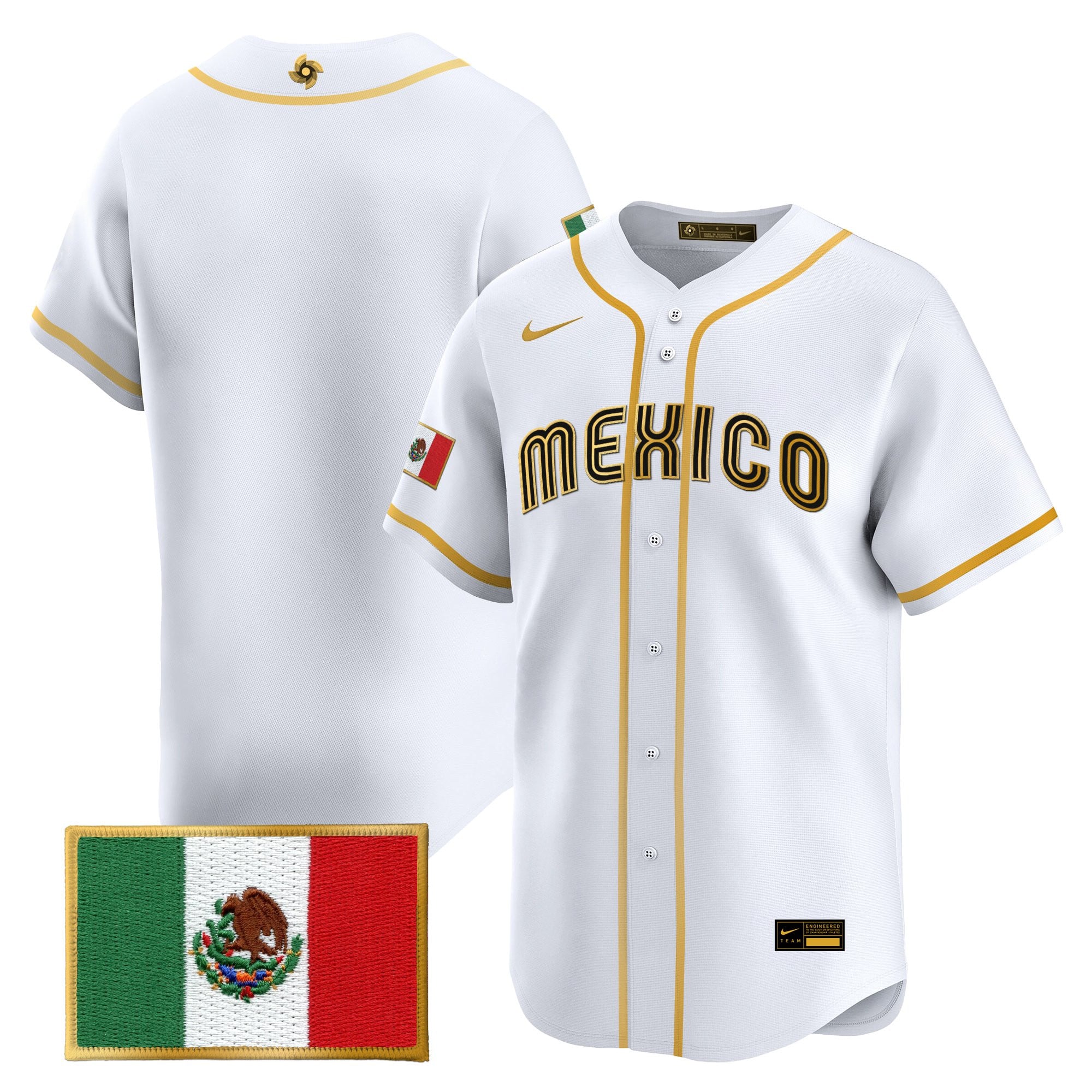 Men's Team Mexico World Baseball Classic Gold Vapor Premier Jersey - All Stitched