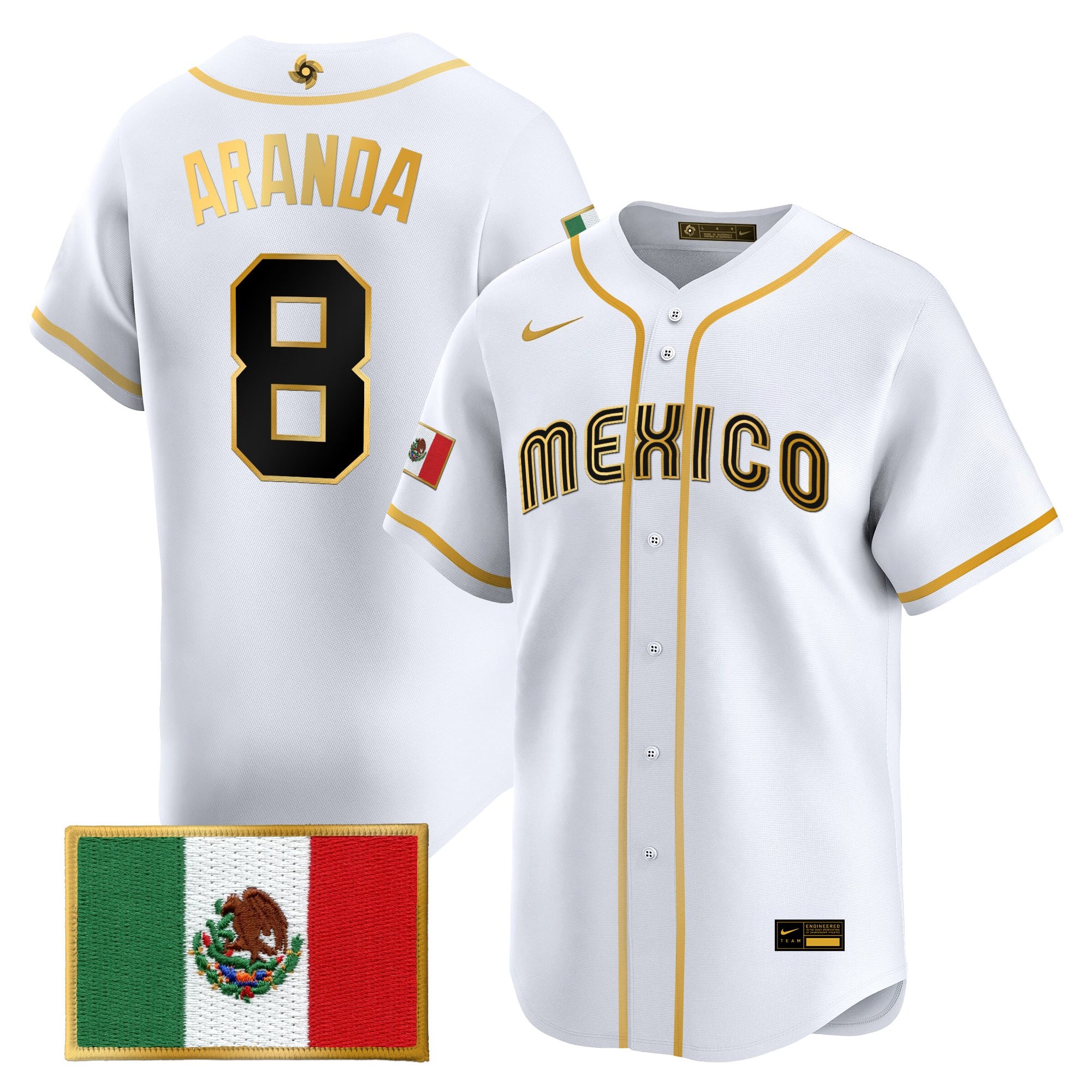 Men's Team Mexico World Baseball Classic Gold Vapor Premier Jersey - All Stitched