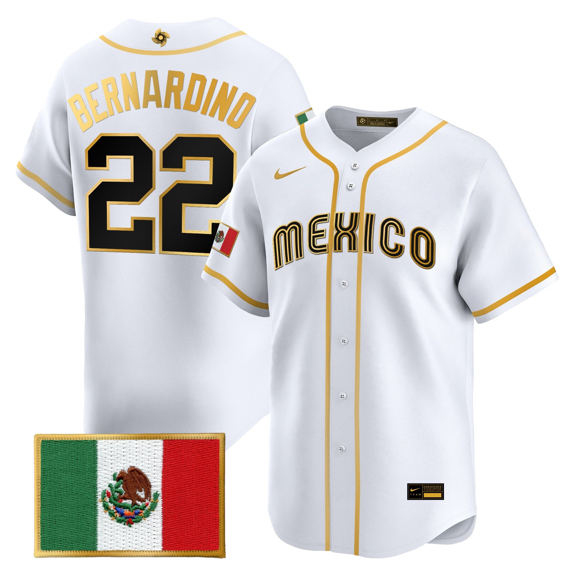 Men's Team Mexico World Baseball Classic Gold Vapor Premier Jersey - All Stitched