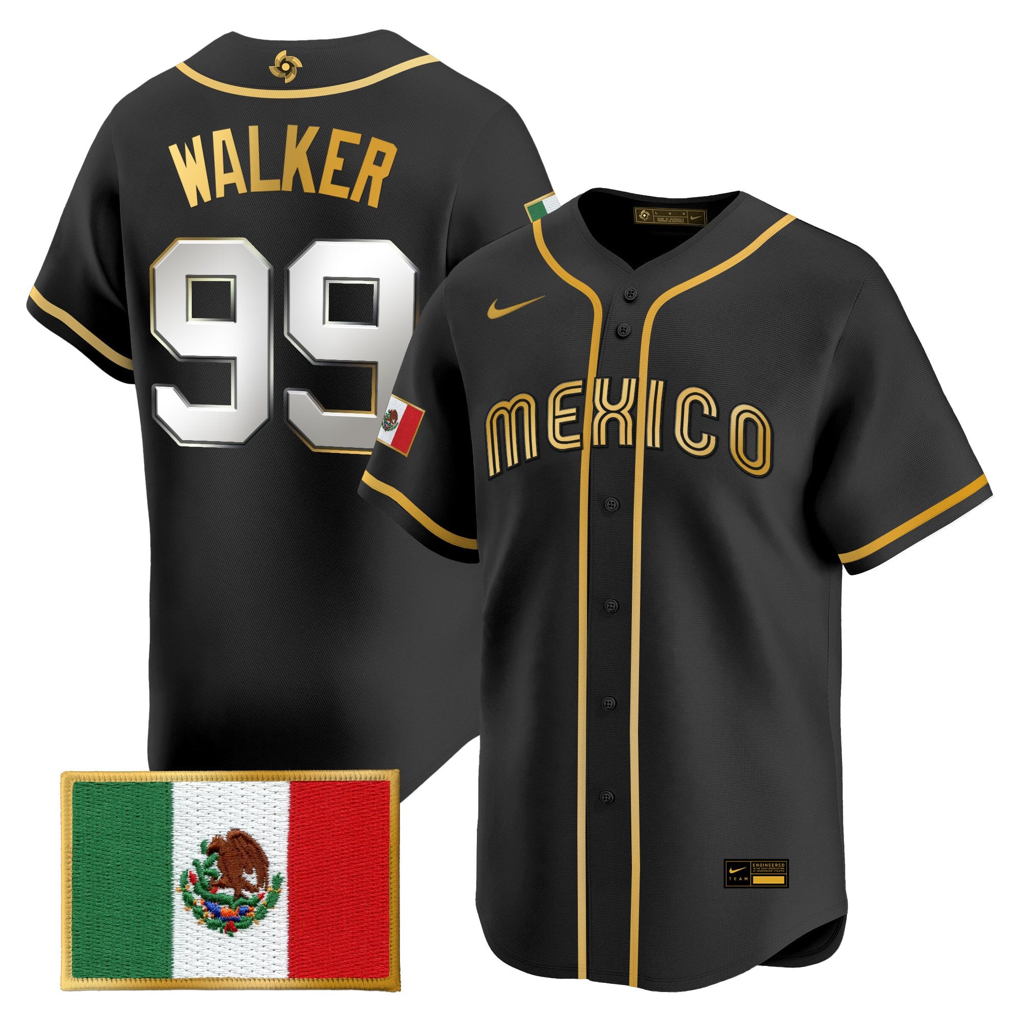 Men's Team Mexico World Baseball Classic Gold Vapor Premier Jersey - All Stitched