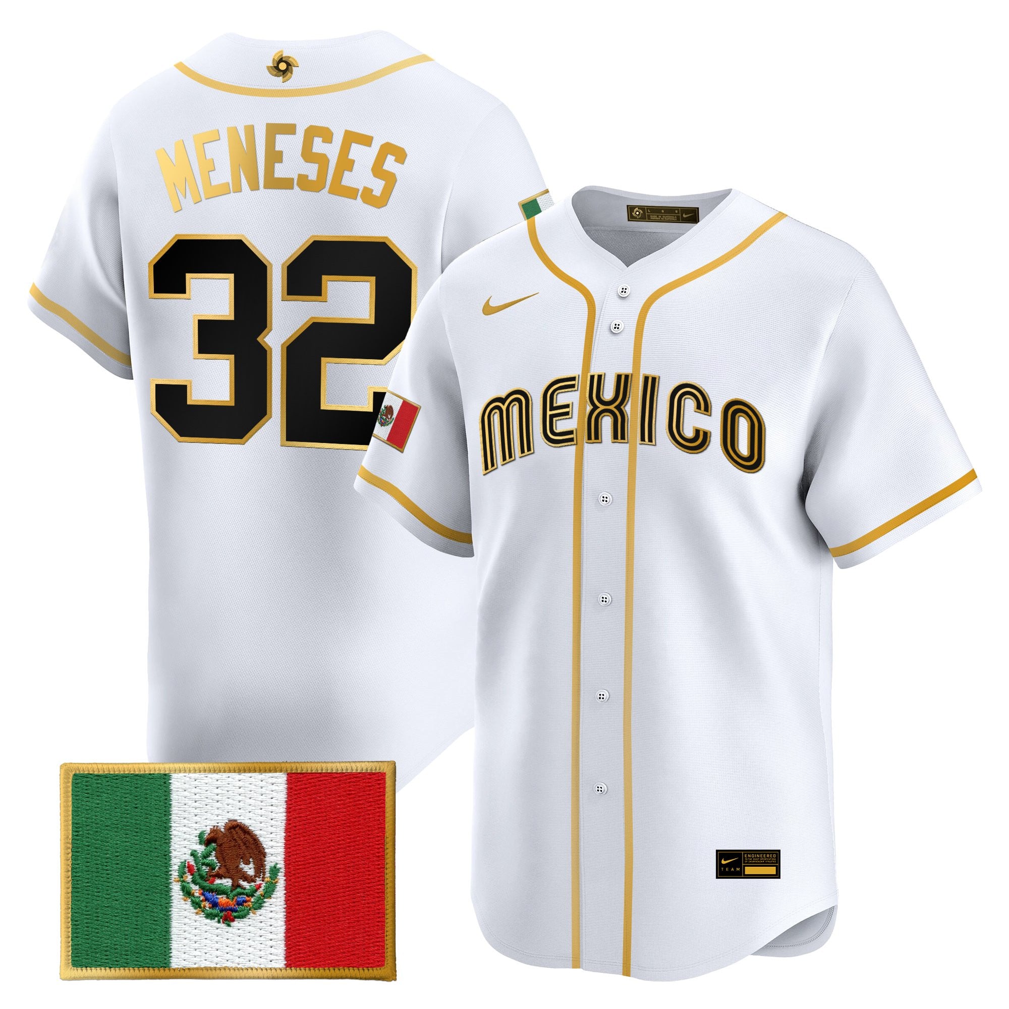 Men's Team Mexico World Baseball Classic Gold Vapor Premier Jersey - All Stitched
