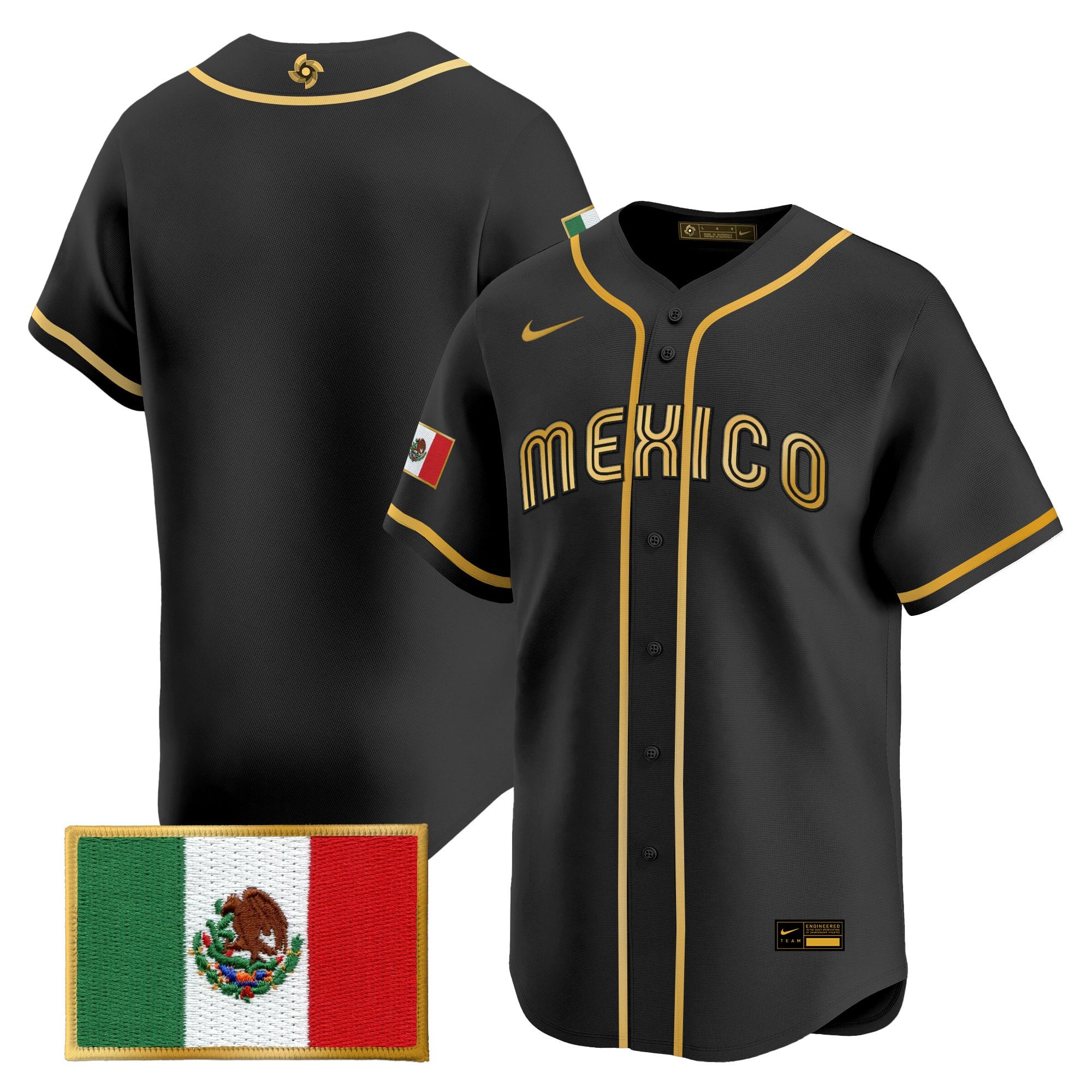 Men's Team Mexico World Baseball Classic Gold Vapor Premier Jersey - All Stitched