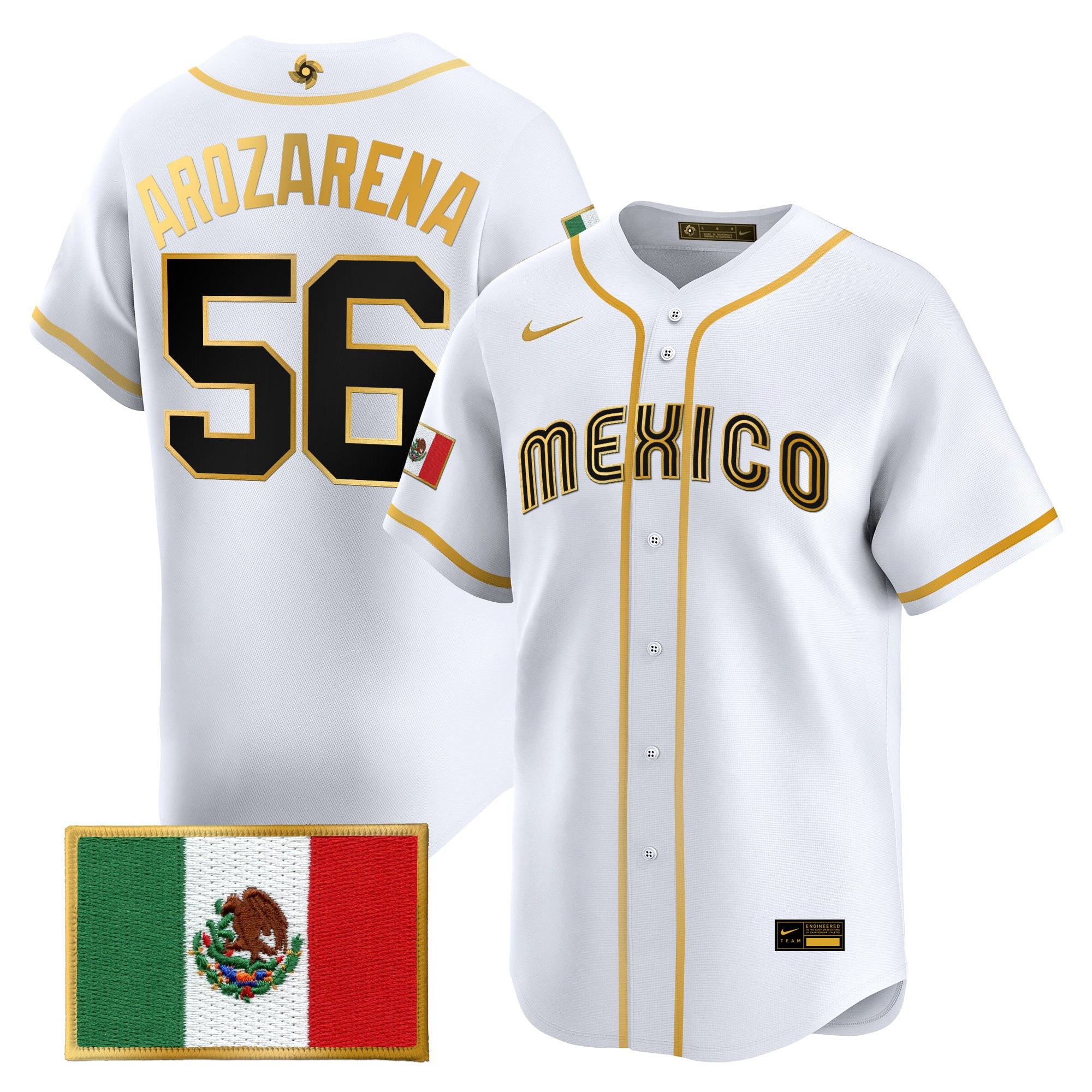 Men's Team Mexico World Baseball Classic Gold Vapor Premier Jersey - All Stitched