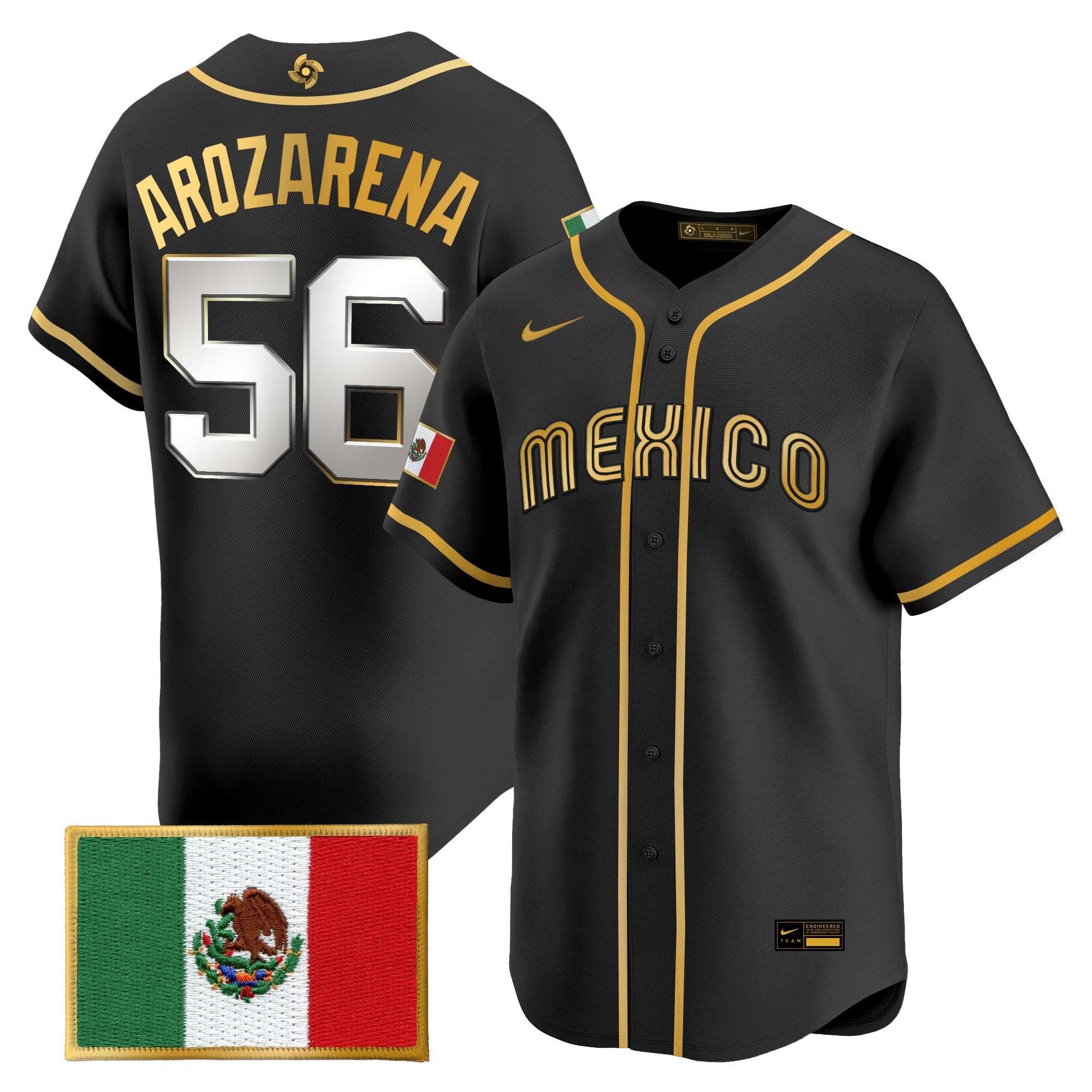 Men's Team Mexico World Baseball Classic Gold Vapor Premier Jersey - All Stitched