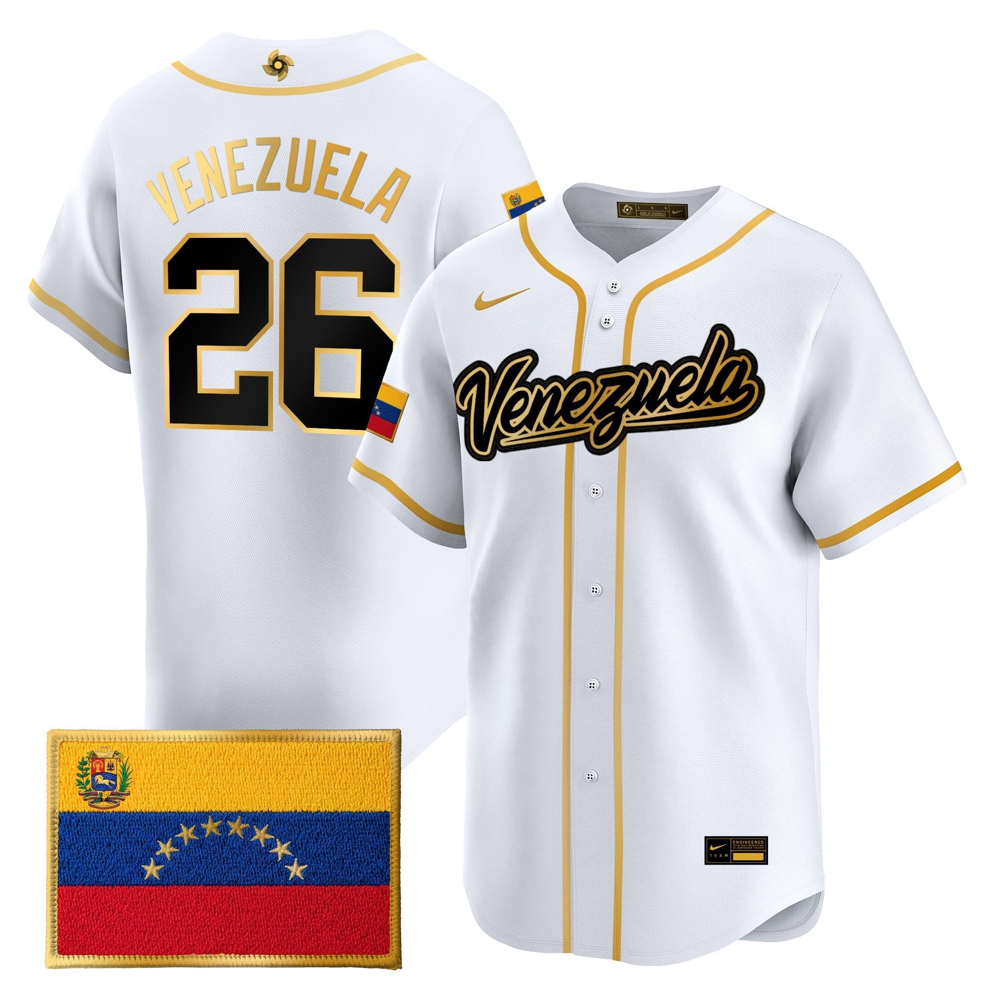 Men's Team Venezuela World Baseball Classic Gold Vapor Premier Jersey - All Stitched