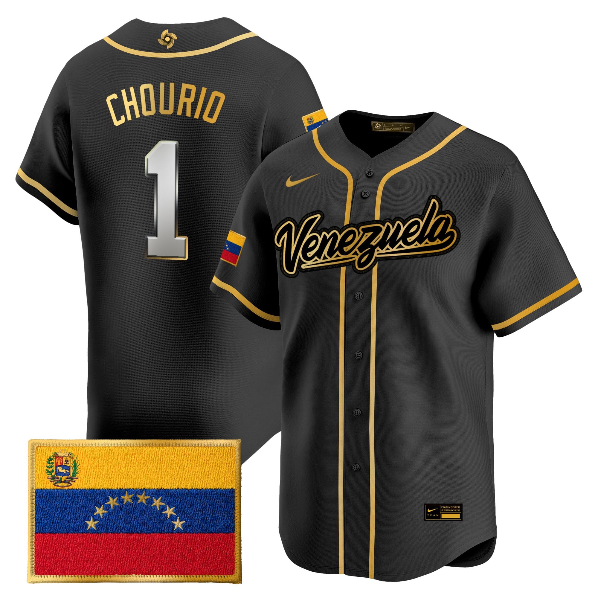 Men's Team Venezuela World Baseball Classic Gold Vapor Premier Jersey - All Stitched