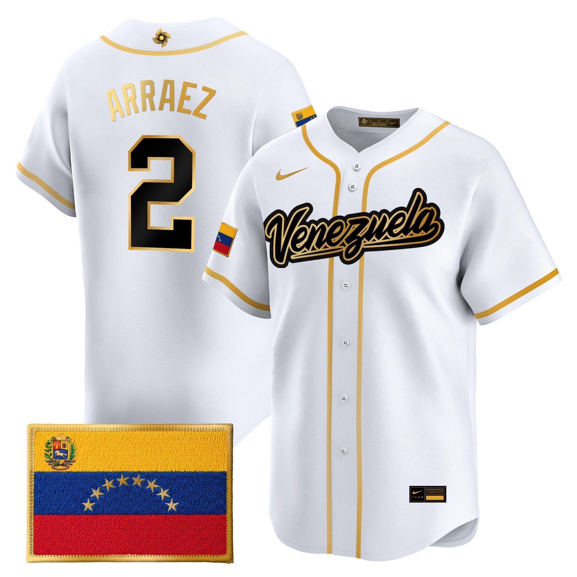 Men's Team Venezuela World Baseball Classic Gold Vapor Premier Jersey - All Stitched
