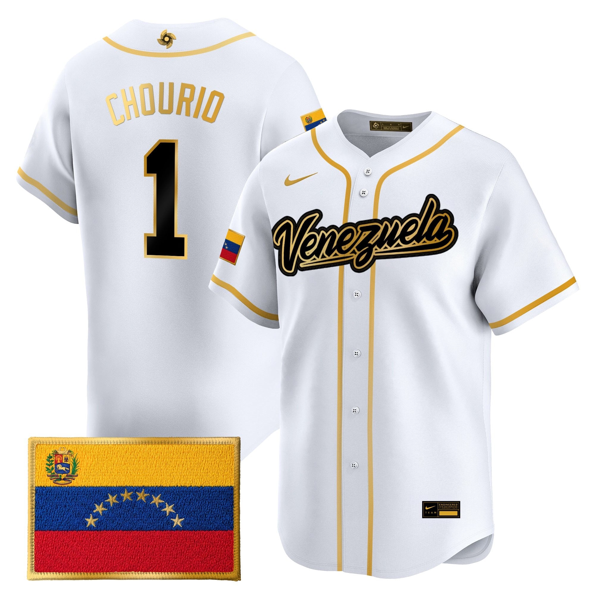 Men's Team Venezuela World Baseball Classic Gold Vapor Premier Jersey - All Stitched