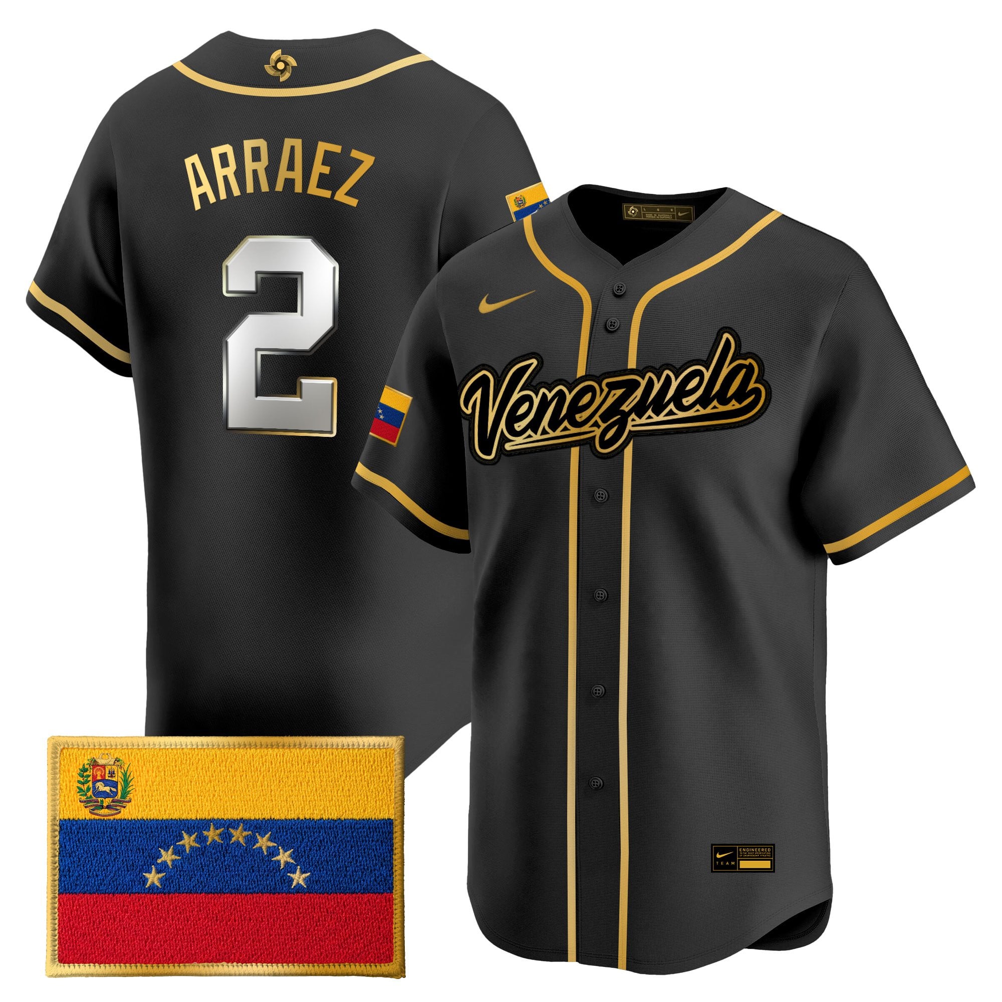 Men's Team Venezuela World Baseball Classic Gold Vapor Premier Jersey - All Stitched