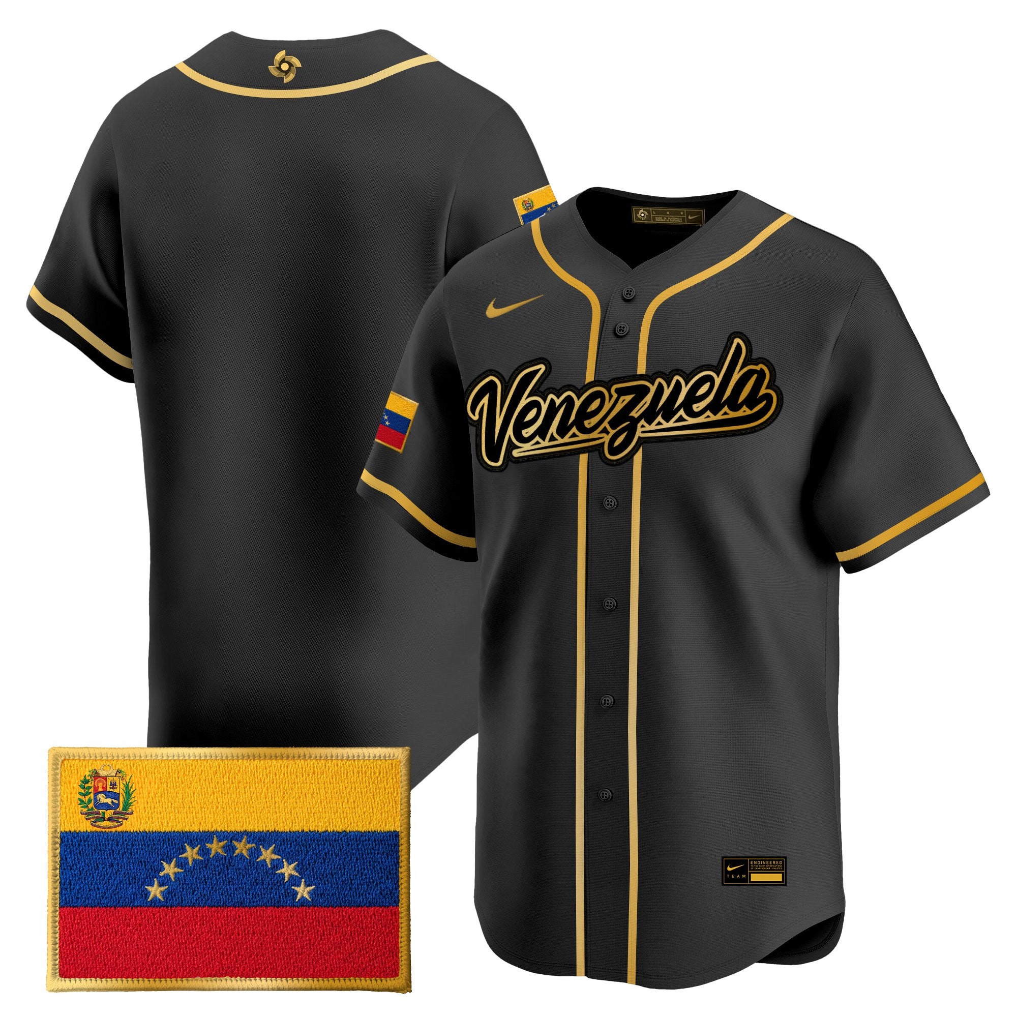 Men's Team Venezuela World Baseball Classic Gold Vapor Premier Jersey - All Stitched