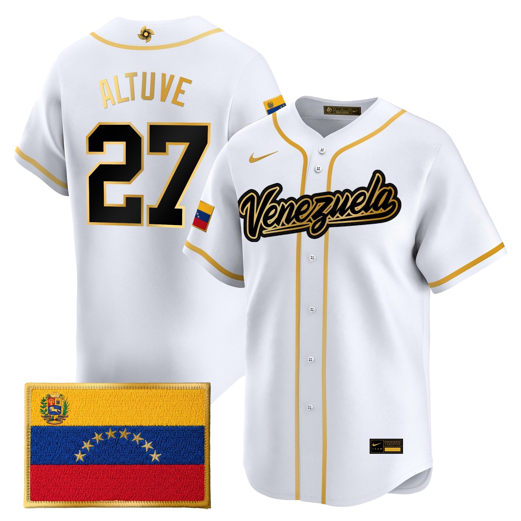 Men's Team Venezuela World Baseball Classic Gold Vapor Premier Jersey - All Stitched