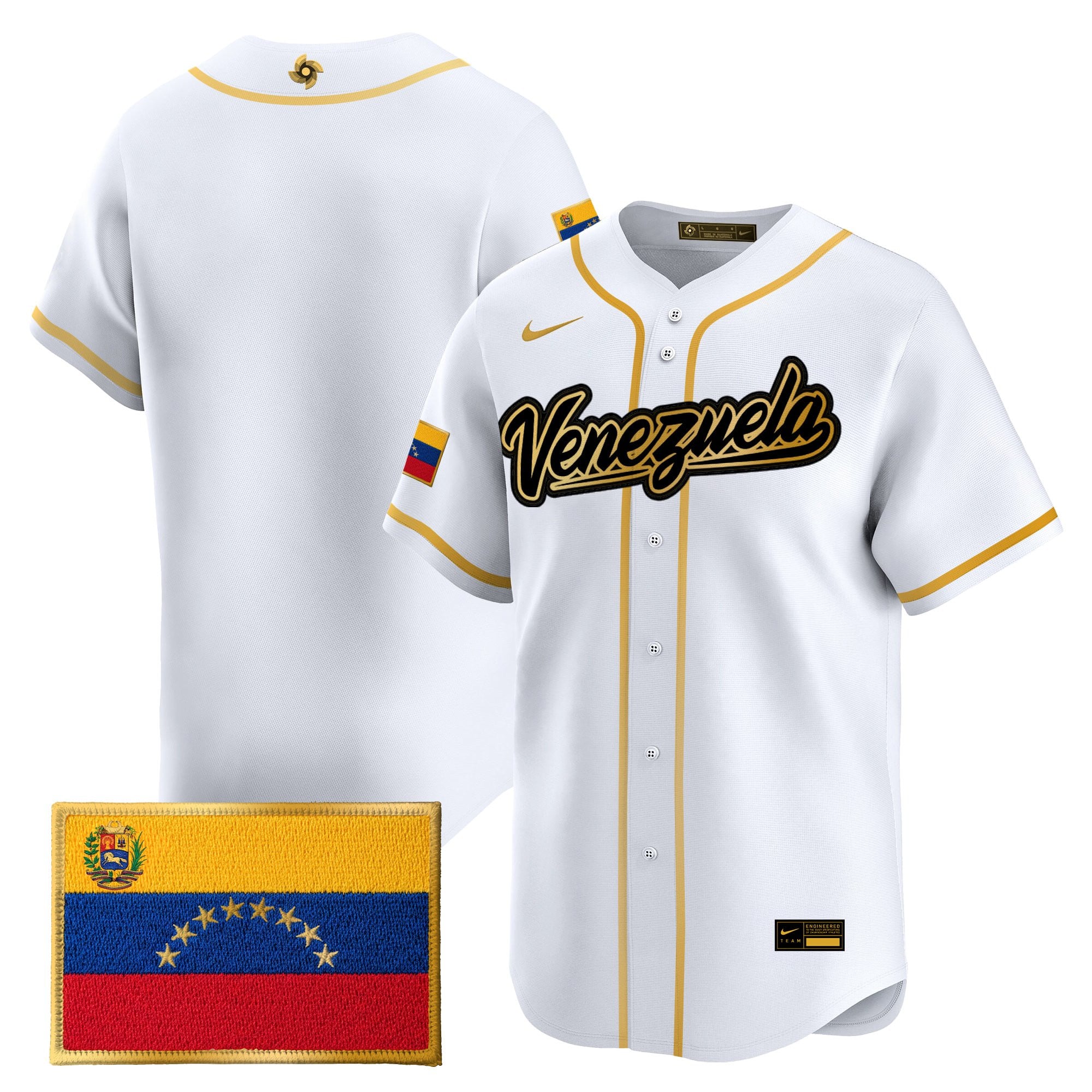 Men's Team Venezuela World Baseball Classic Gold Vapor Premier Jersey - All Stitched