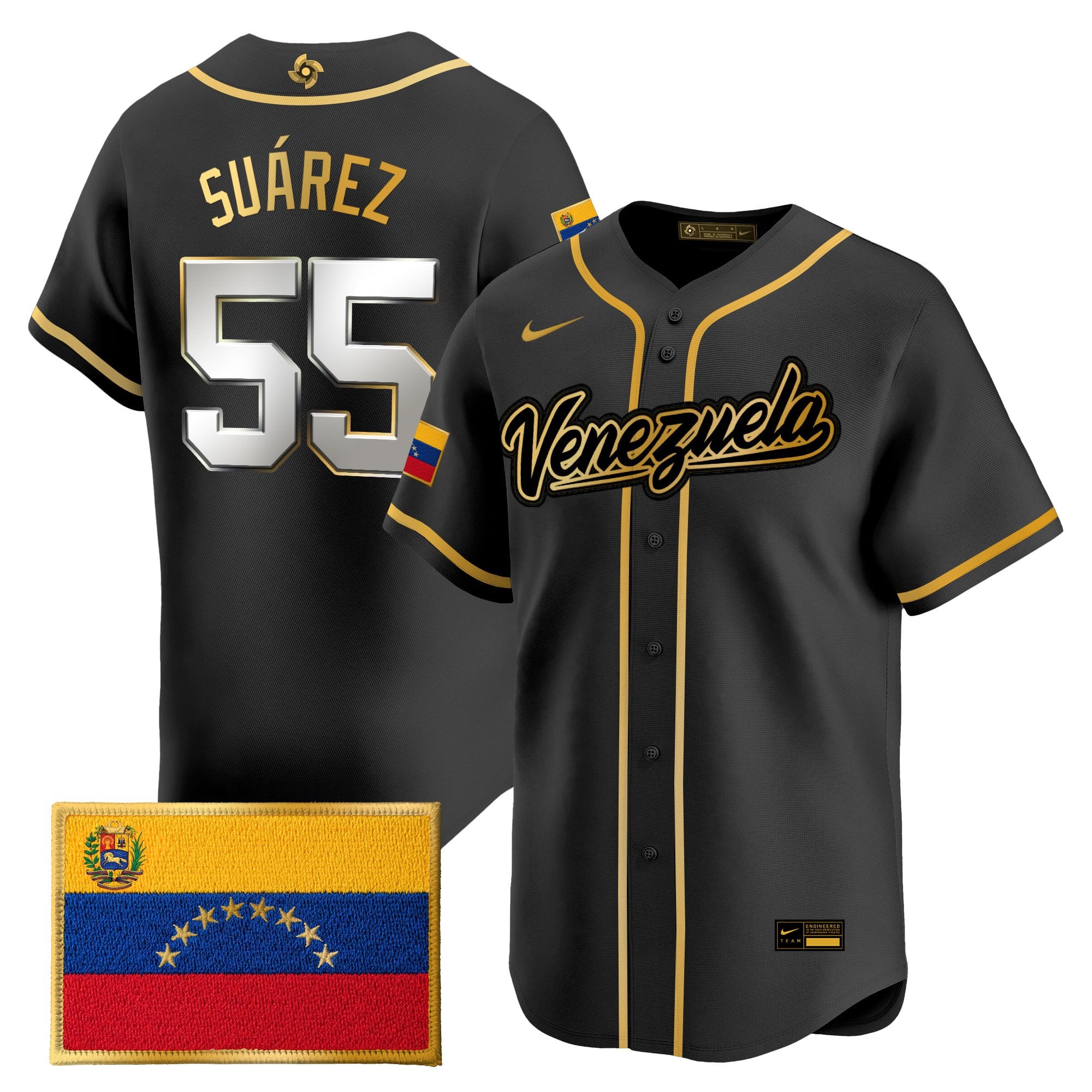Men's Team Venezuela World Baseball Classic Gold Vapor Premier Jersey - All Stitched