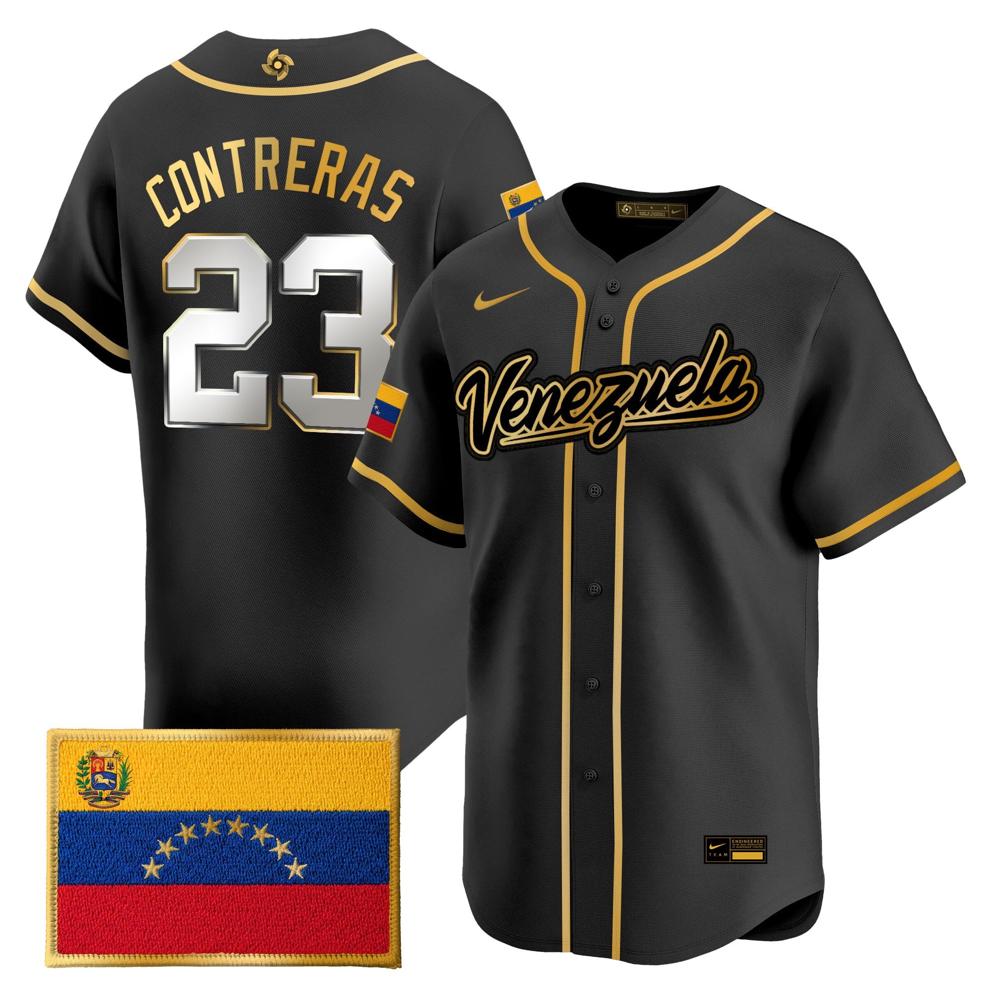 Men's Team Venezuela World Baseball Classic Gold Vapor Premier Jersey - All Stitched