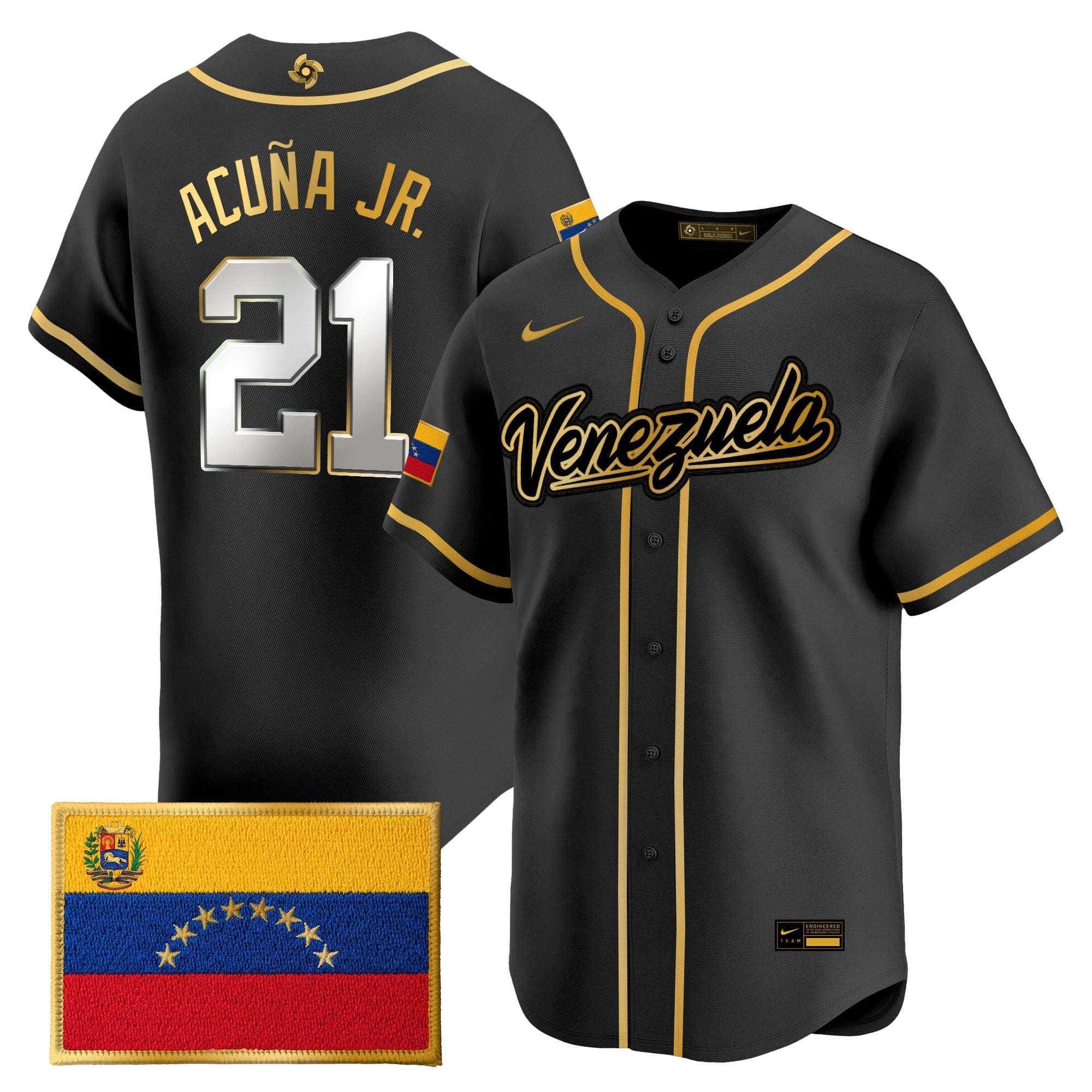 Men's Team Venezuela World Baseball Classic Gold Vapor Premier Jersey - All Stitched