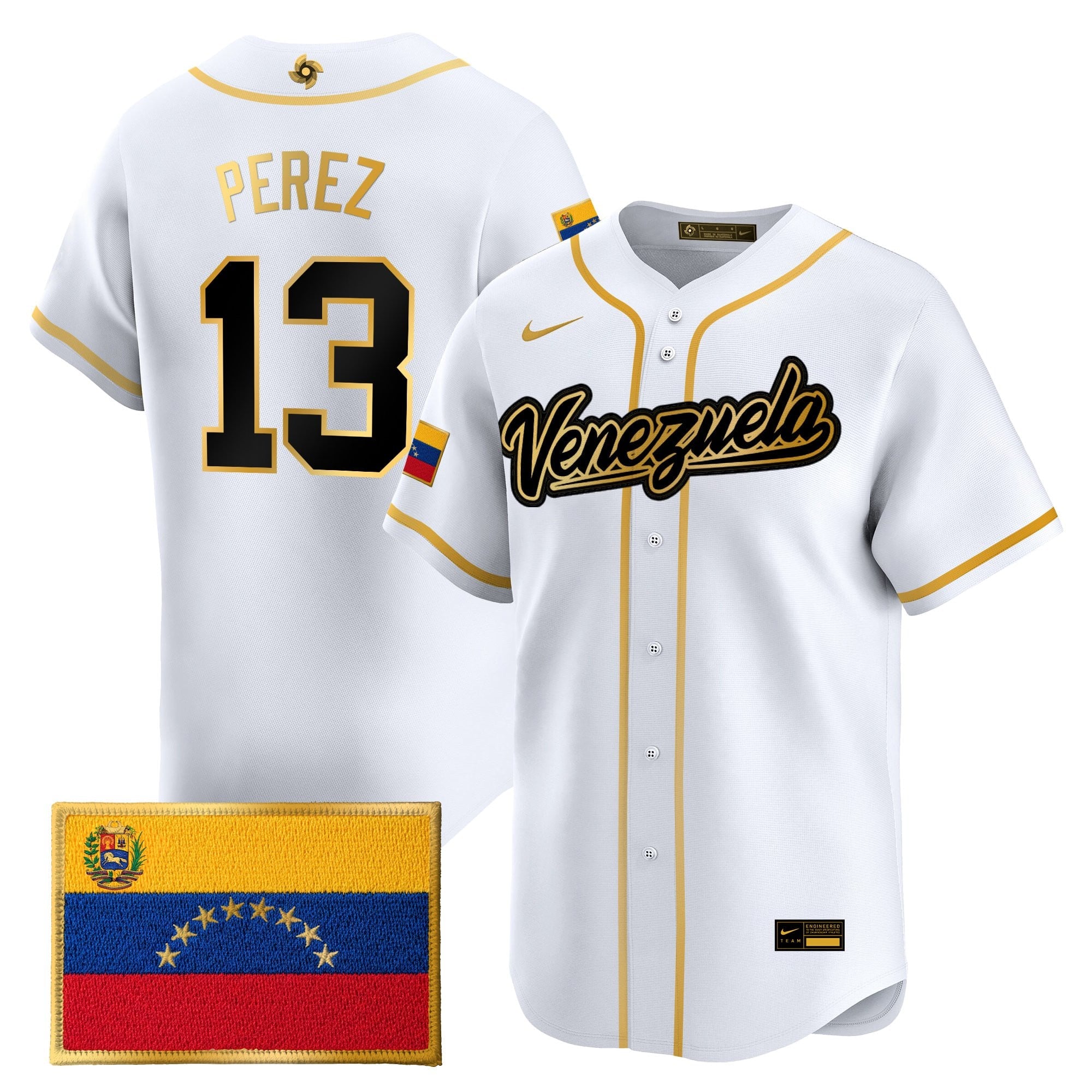Men's Team Venezuela World Baseball Classic Gold Vapor Premier Jersey - All Stitched