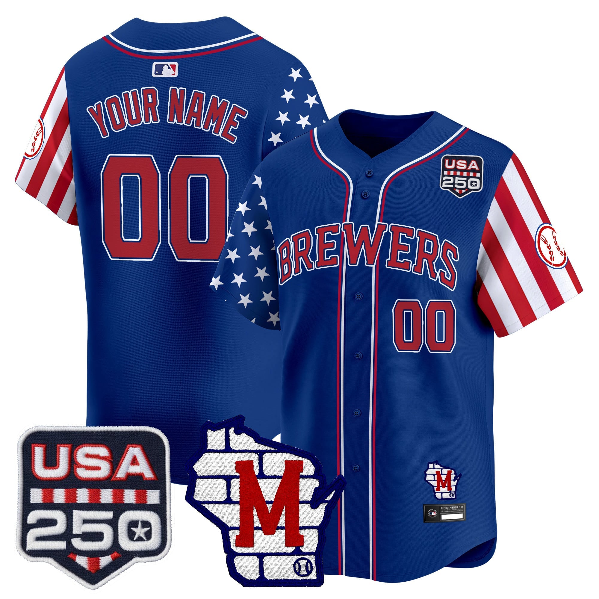 Milwaukee Brewers "America250 Edition" Vapor Premier Limited Custom Jersey - All Stitched