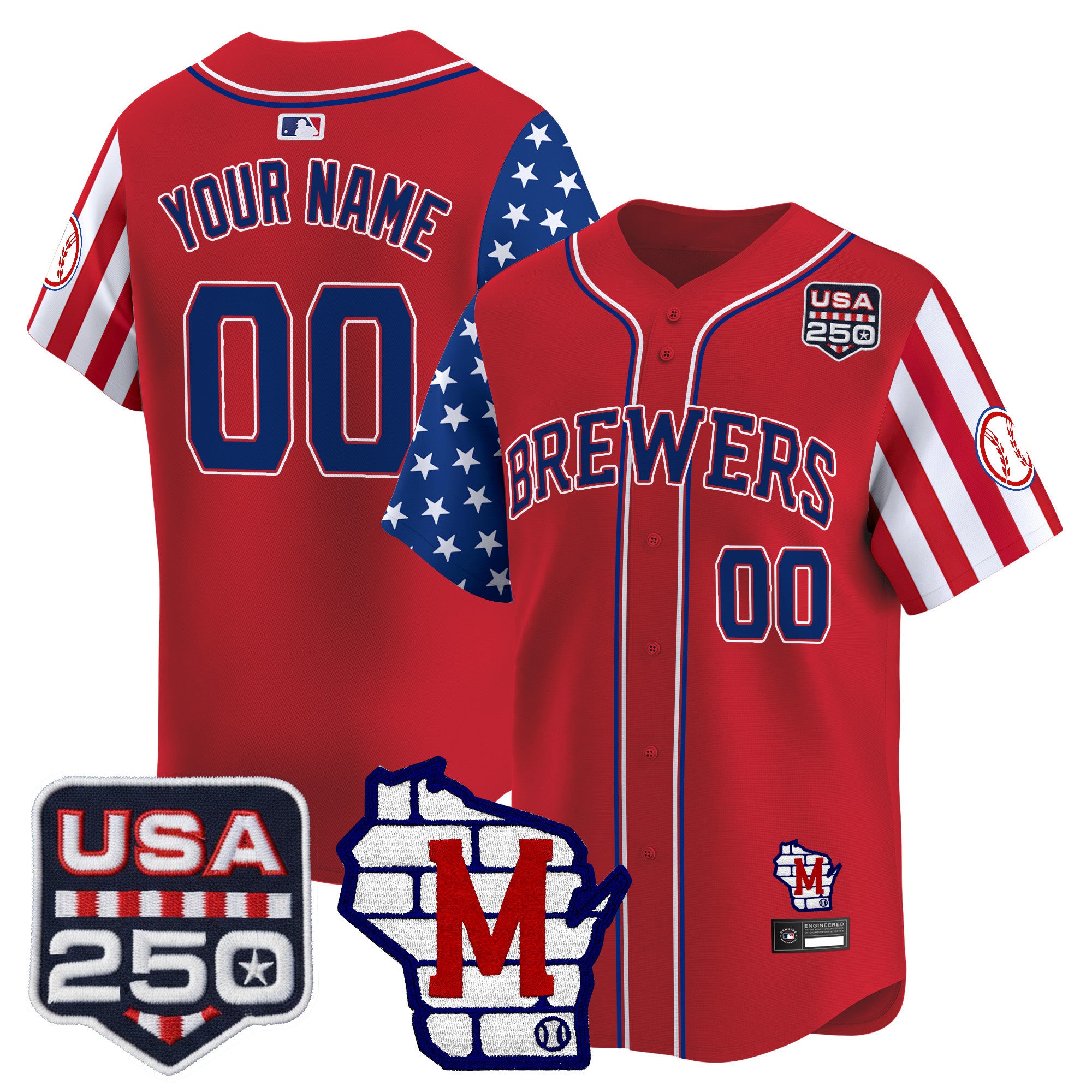 Milwaukee Brewers "America250 Edition" Vapor Premier Limited Custom Jersey - All Stitched