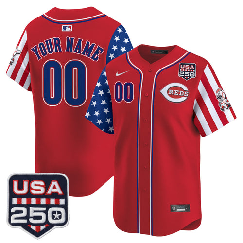 Cincinnati Reds "America250 Edition" Vapor Premier Limited Custom Jersey - All Stitched