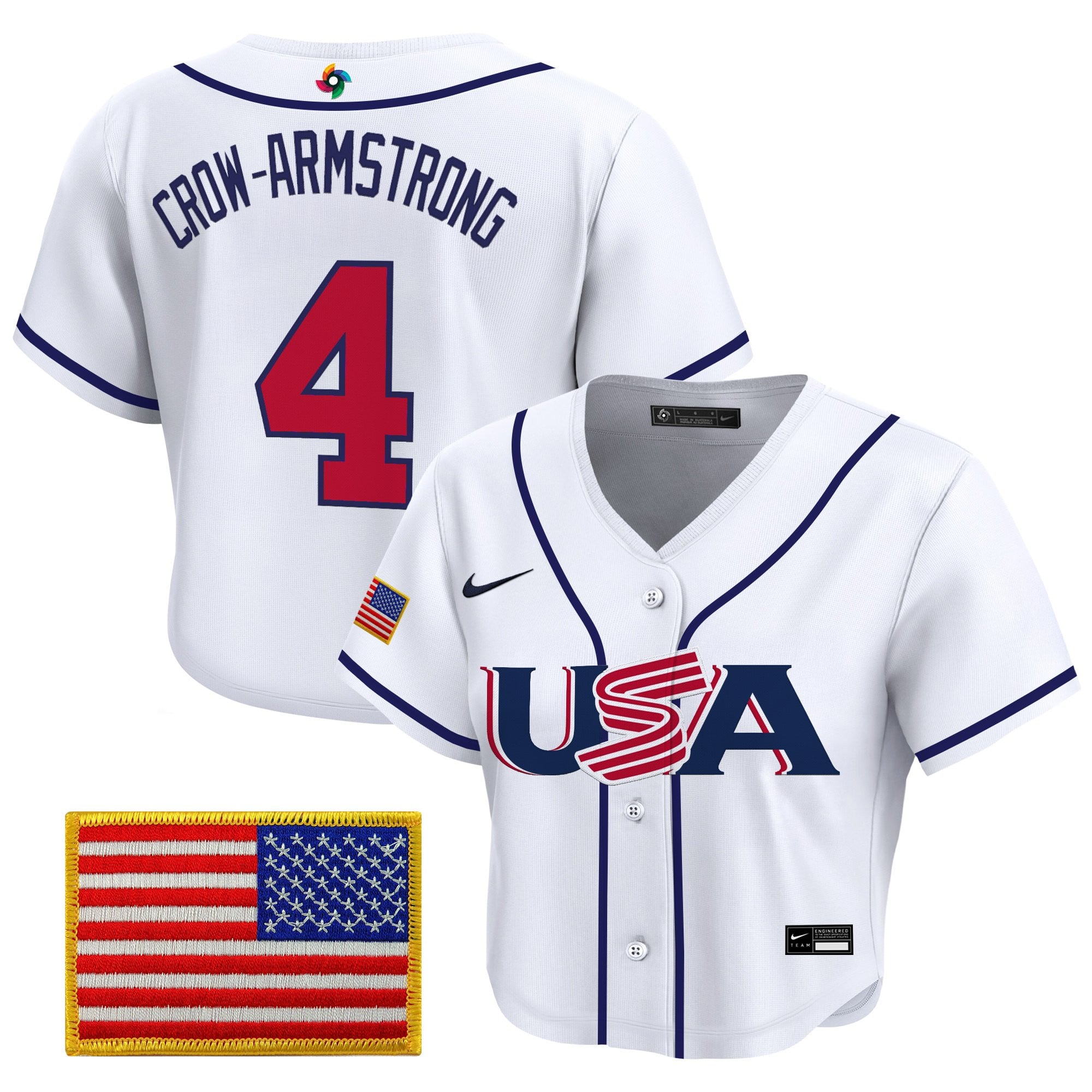 Women's Team USA World Baseball Classic Crop Top Baseball Jersey - All Stitched