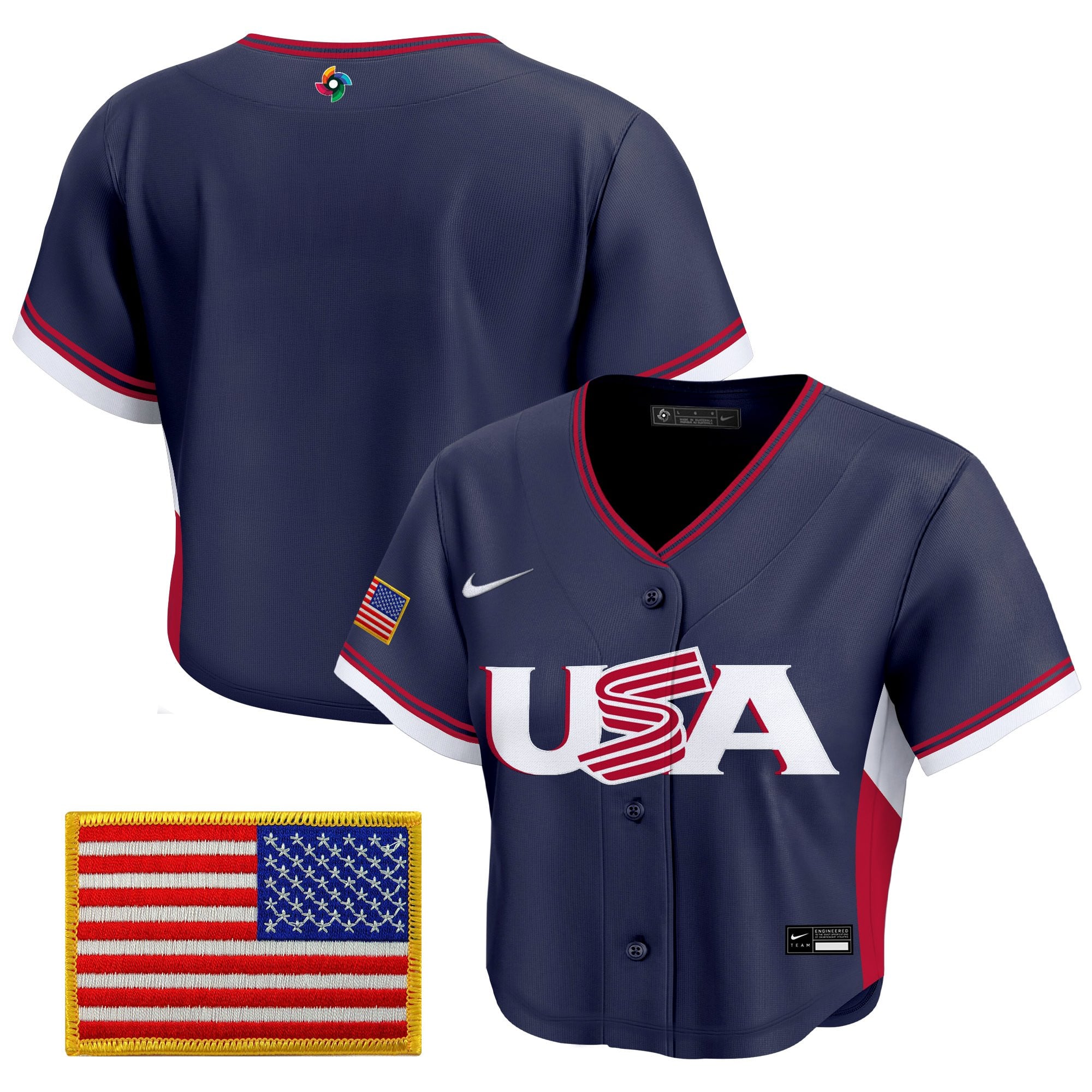 Women's Team USA World Baseball Classic Crop Top Baseball Jersey - All Stitched