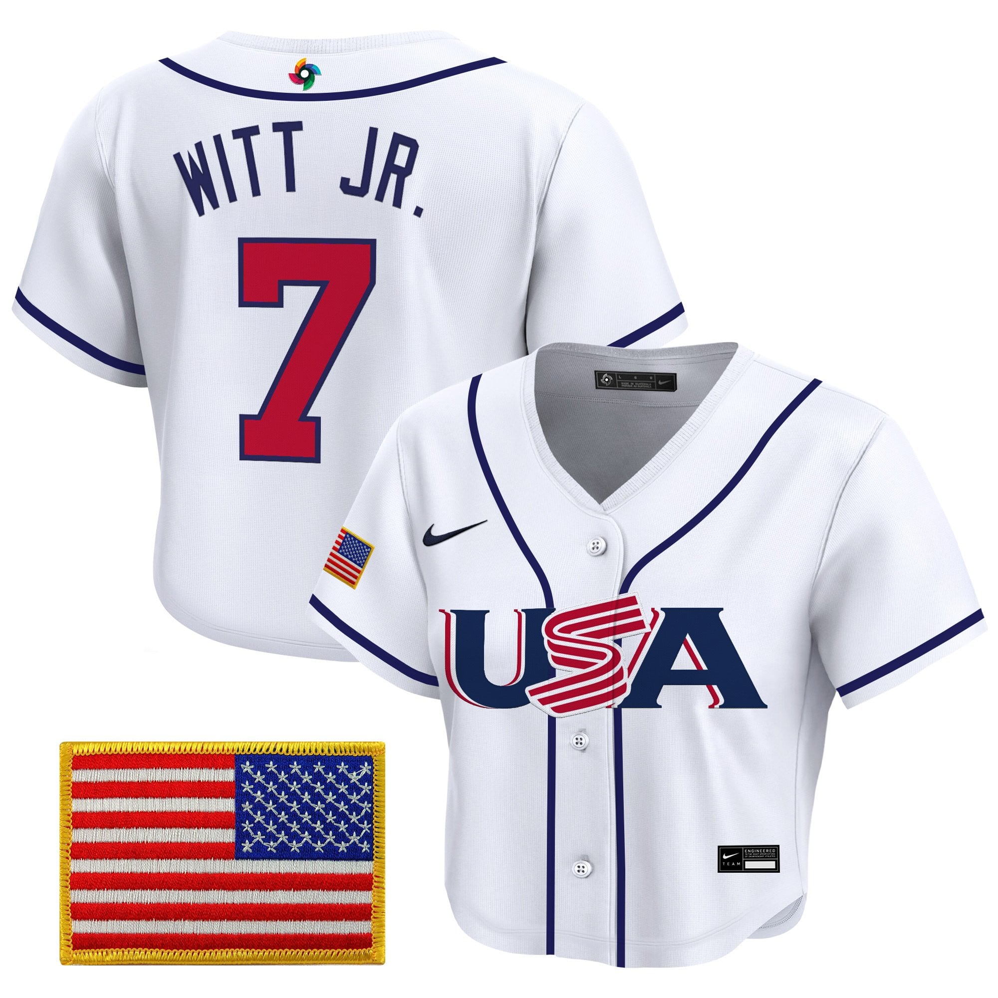 Women's Team USA World Baseball Classic Crop Top Baseball Jersey - All Stitched