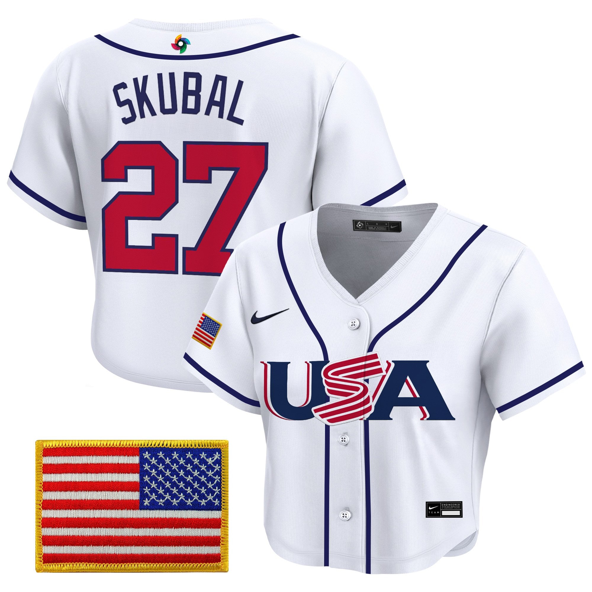 Women's Team USA World Baseball Classic Crop Top Baseball Jersey - All Stitched