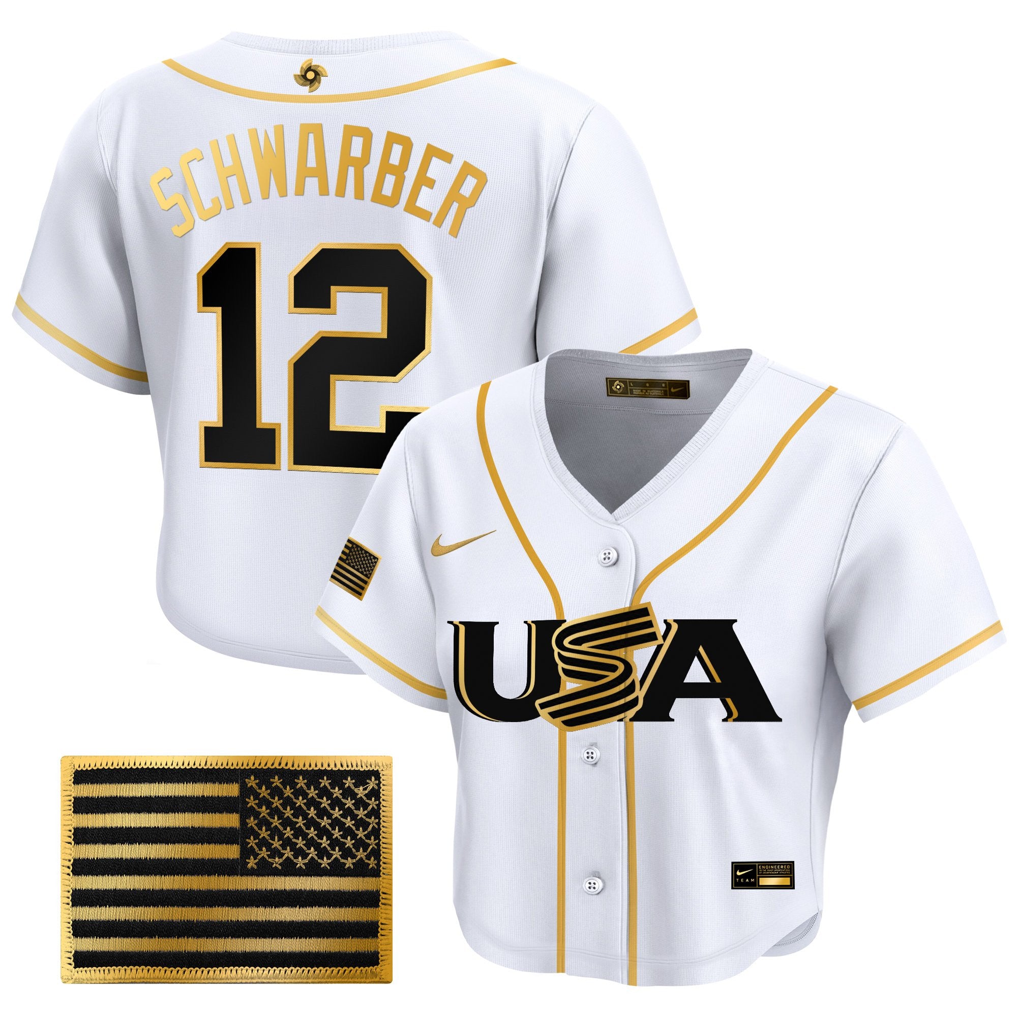 Women's Team USA World Baseball Classic Crop Top Baseball Jersey - All Stitched