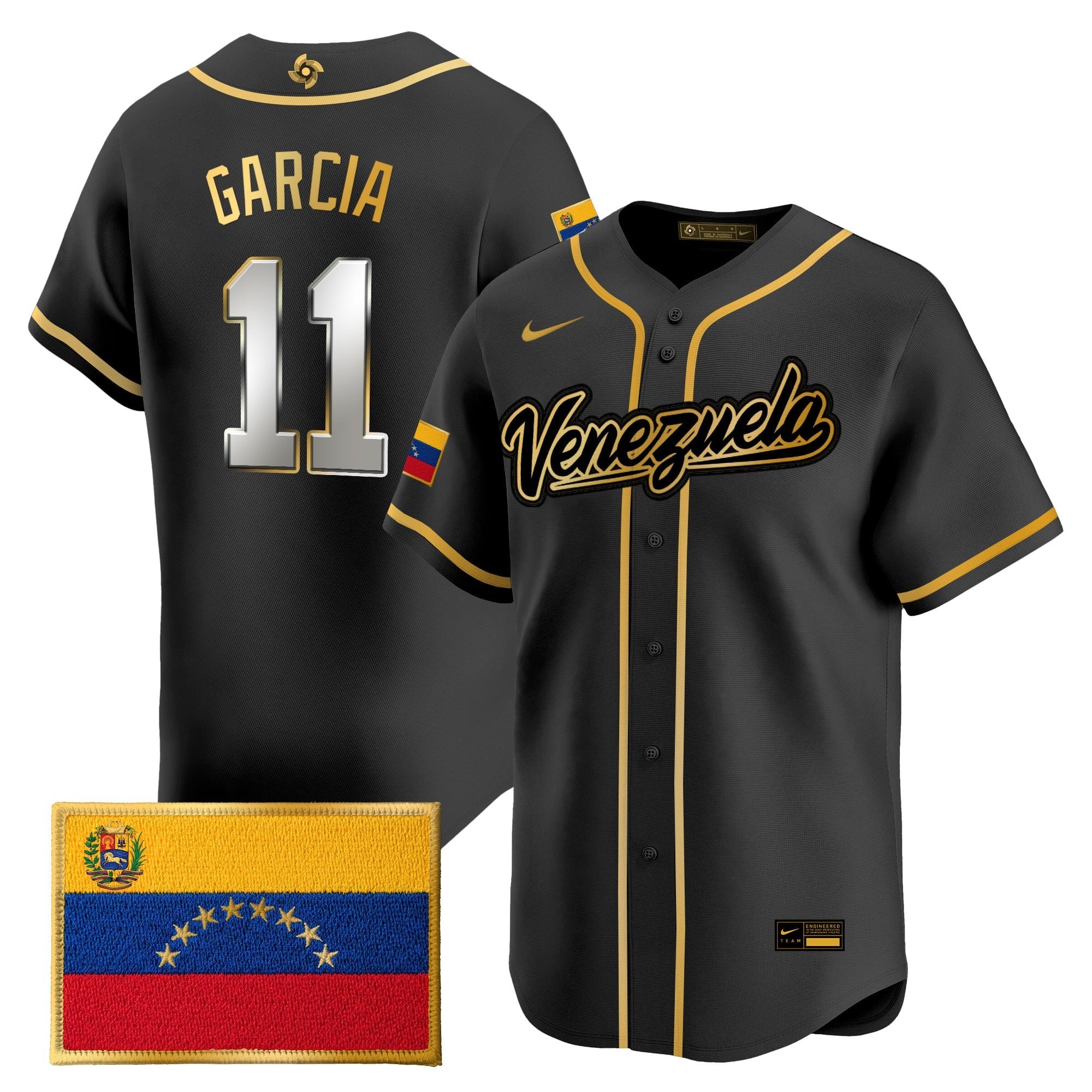 Men's Team Venezuela World Baseball Classic Gold Vapor Premier Jersey - All Stitched